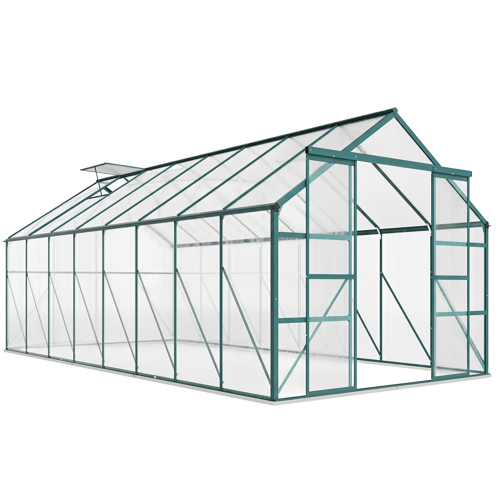 Outsunny 16' x 8' Aluminum Polycarbonate Greenhouse Walk-in Garden