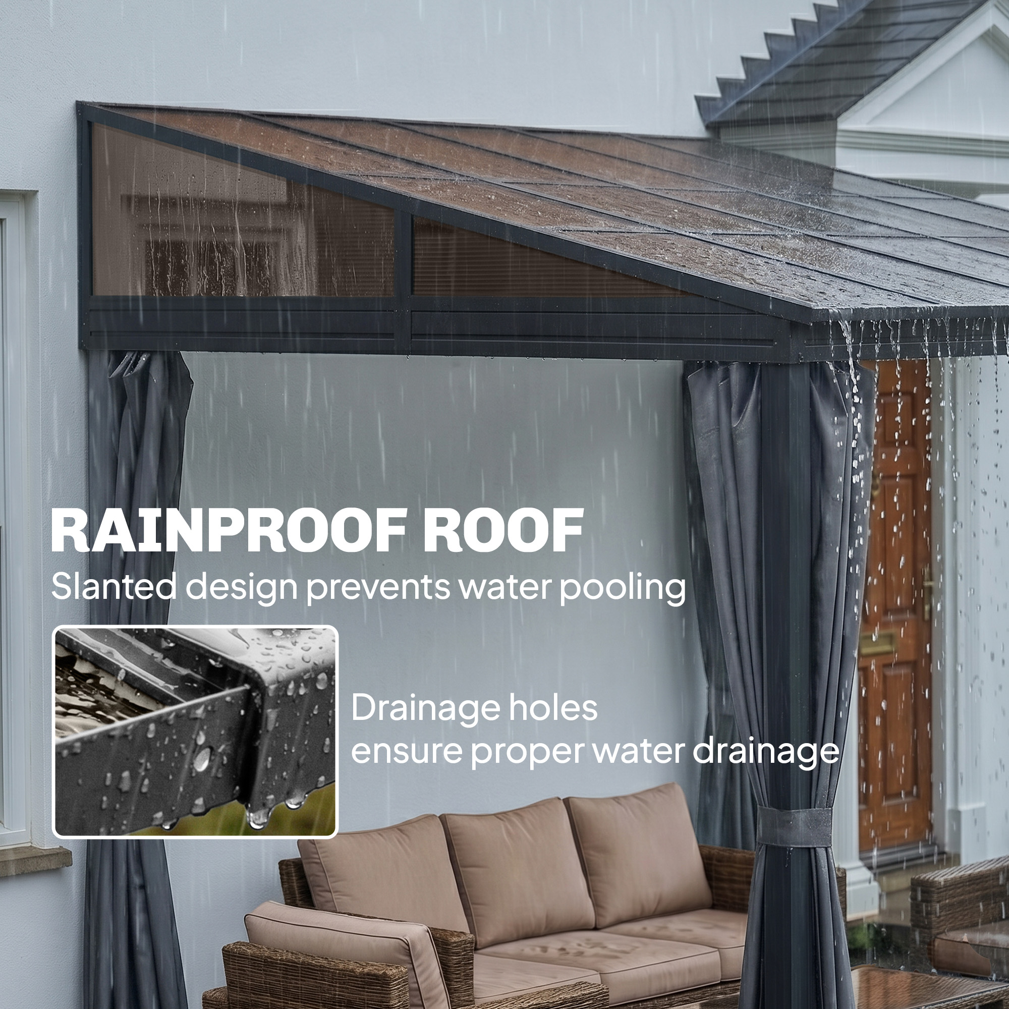 Outsunny 13x9.7 ft Hardtop Pergola Gazebo with Curtains | Aosom Canada