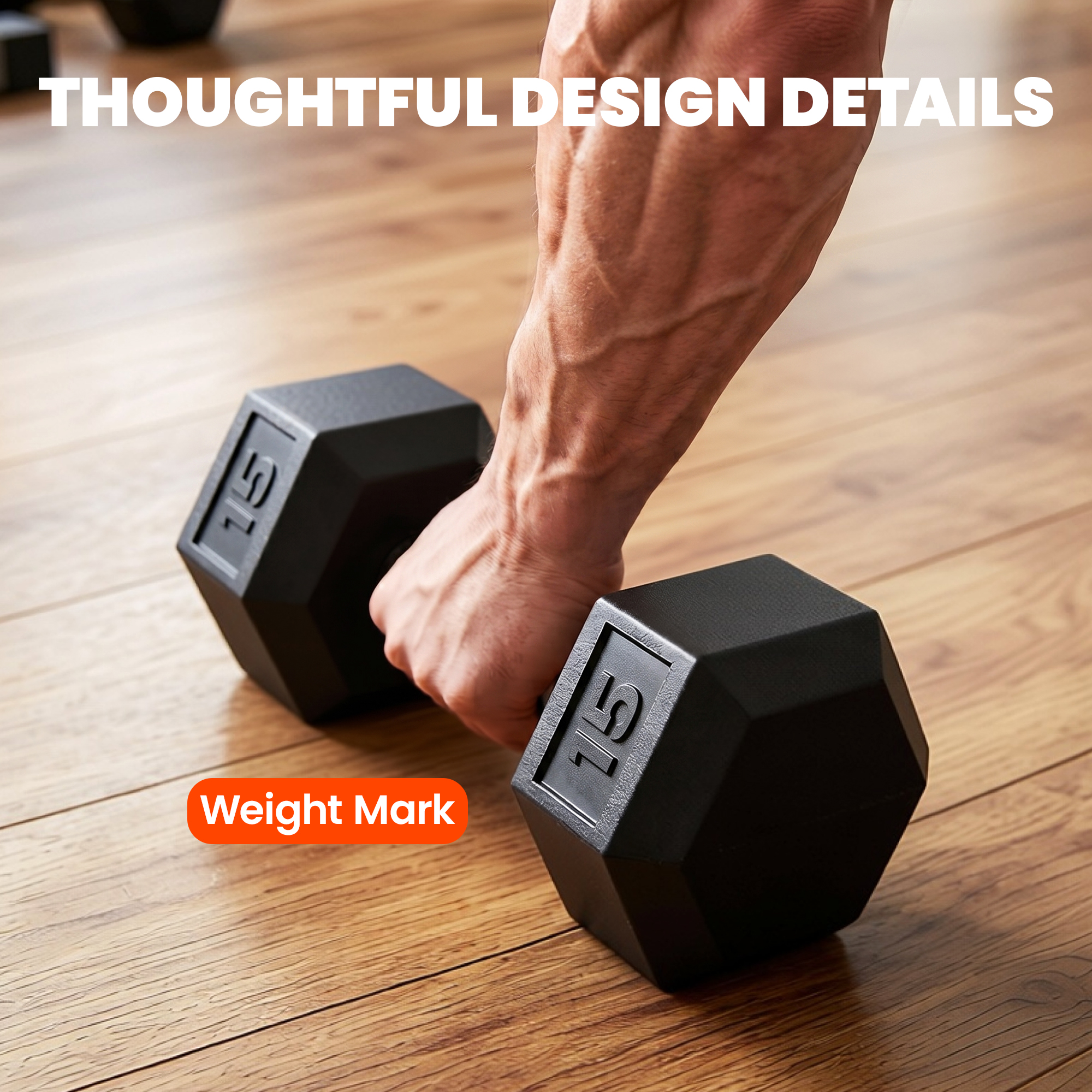 Soozier 15lbs Rubber Dumbbells Weight Set Dumbbell Hand Weight