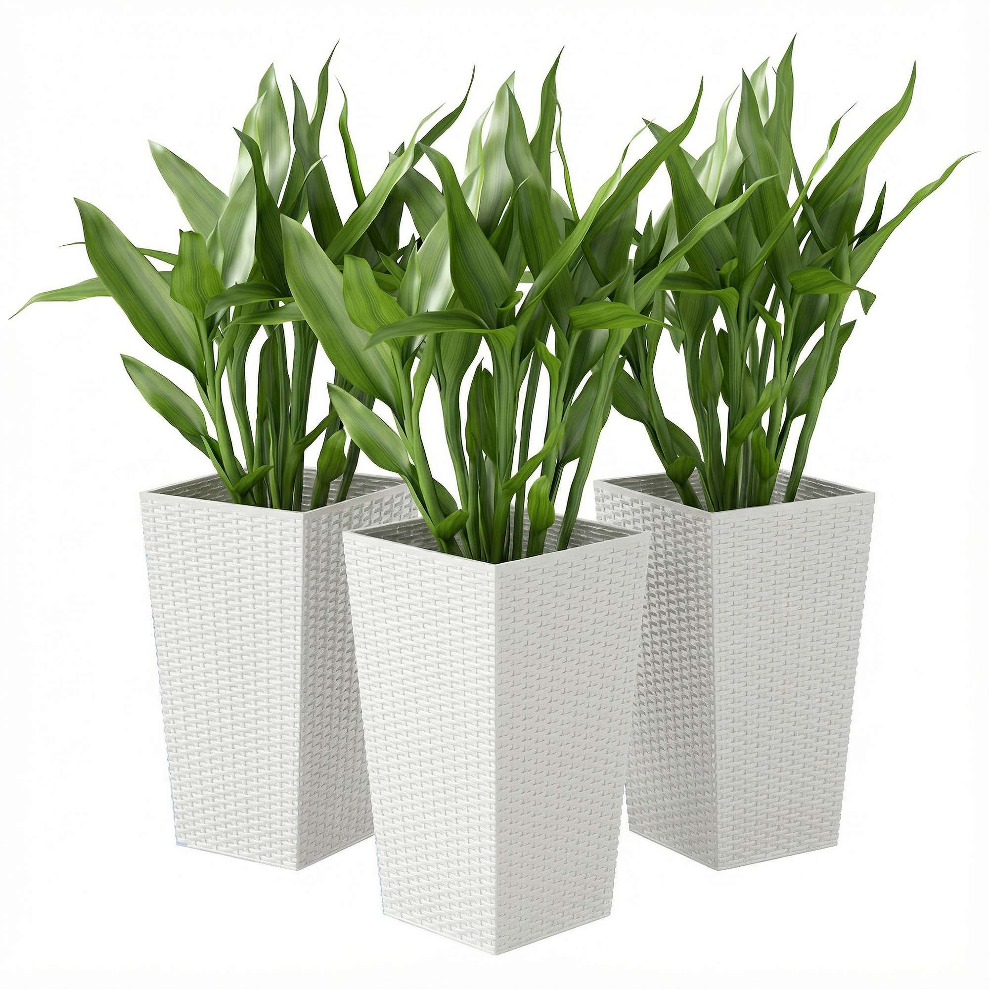 Tall Planters Set of 3 Rattan