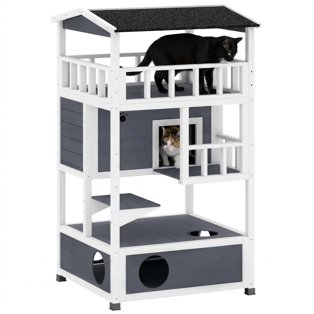 PawHut PawHut Wooden Outdoor Cat House, 54-Inch with Asphalt Roof, Gray | Aosom.com - $168.99 at Aosom US