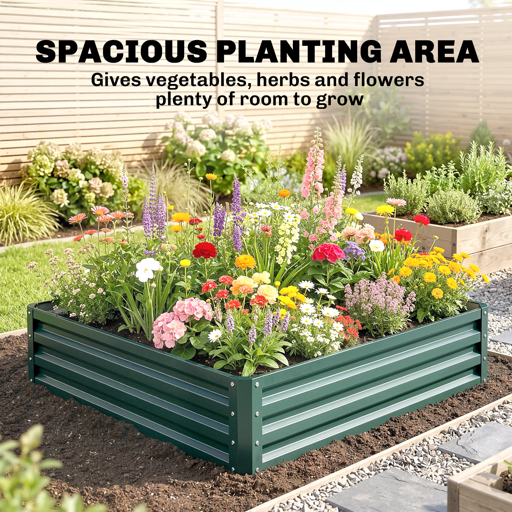 Outsunny 4' x 4' x 1' Galvanized Raised Garden Bed, Planter Raised