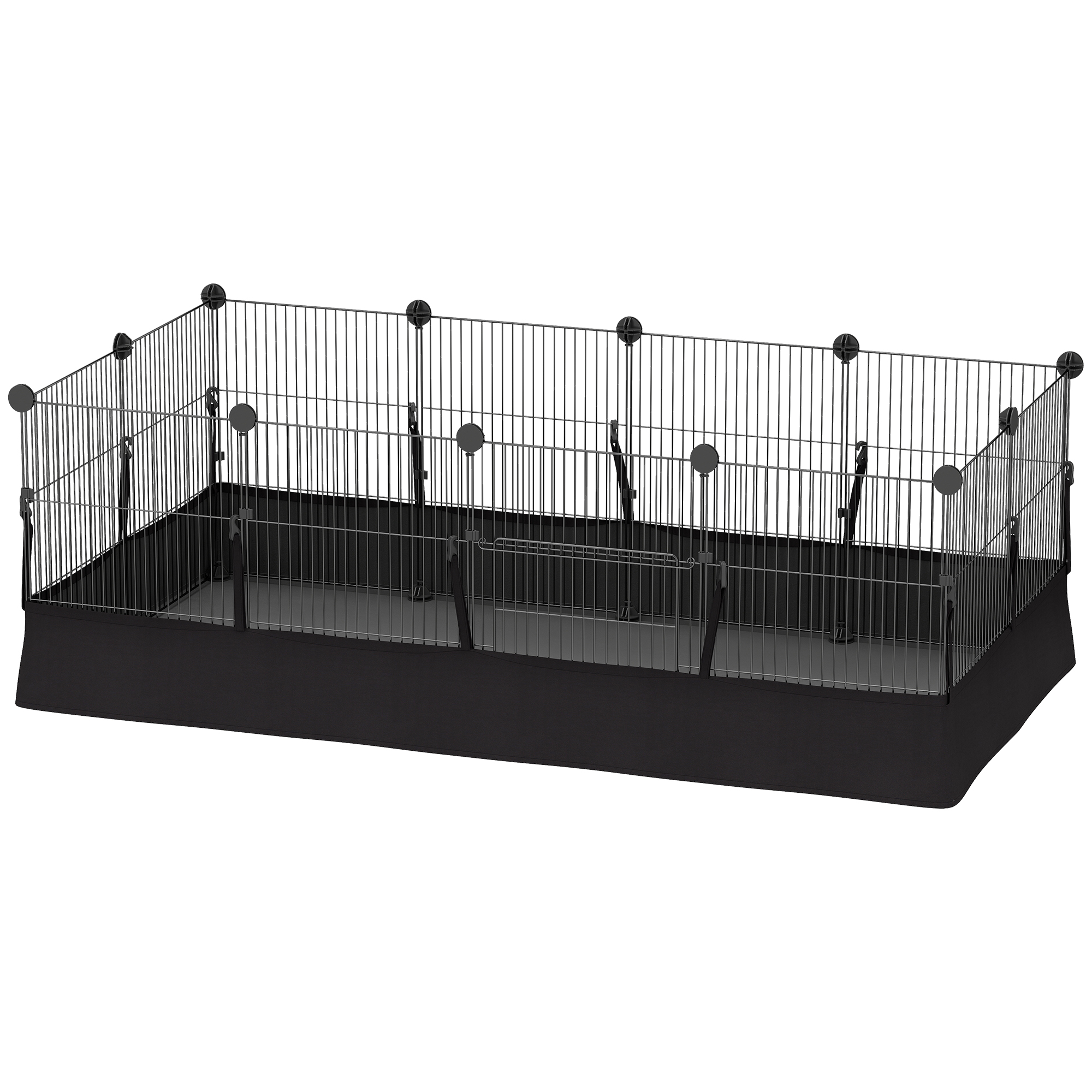 Compact Animal Cage Waterproof Mat DIY Animal Playpen for Guinea Pigs Rabbits 12 Panels and Entry Black 1