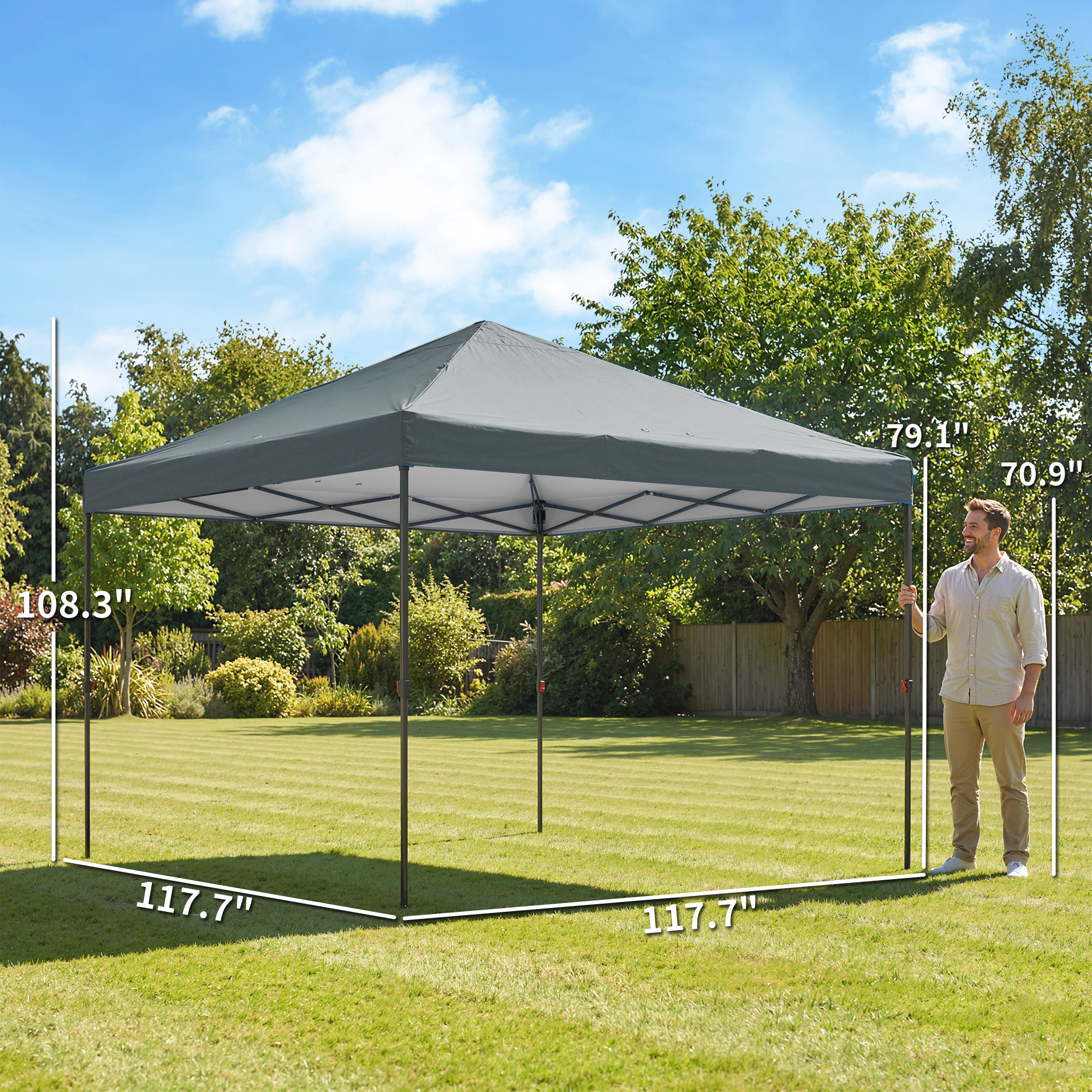 Outsunny 10 x 10 ft Pop Up Canopy Tent with One Push Setup