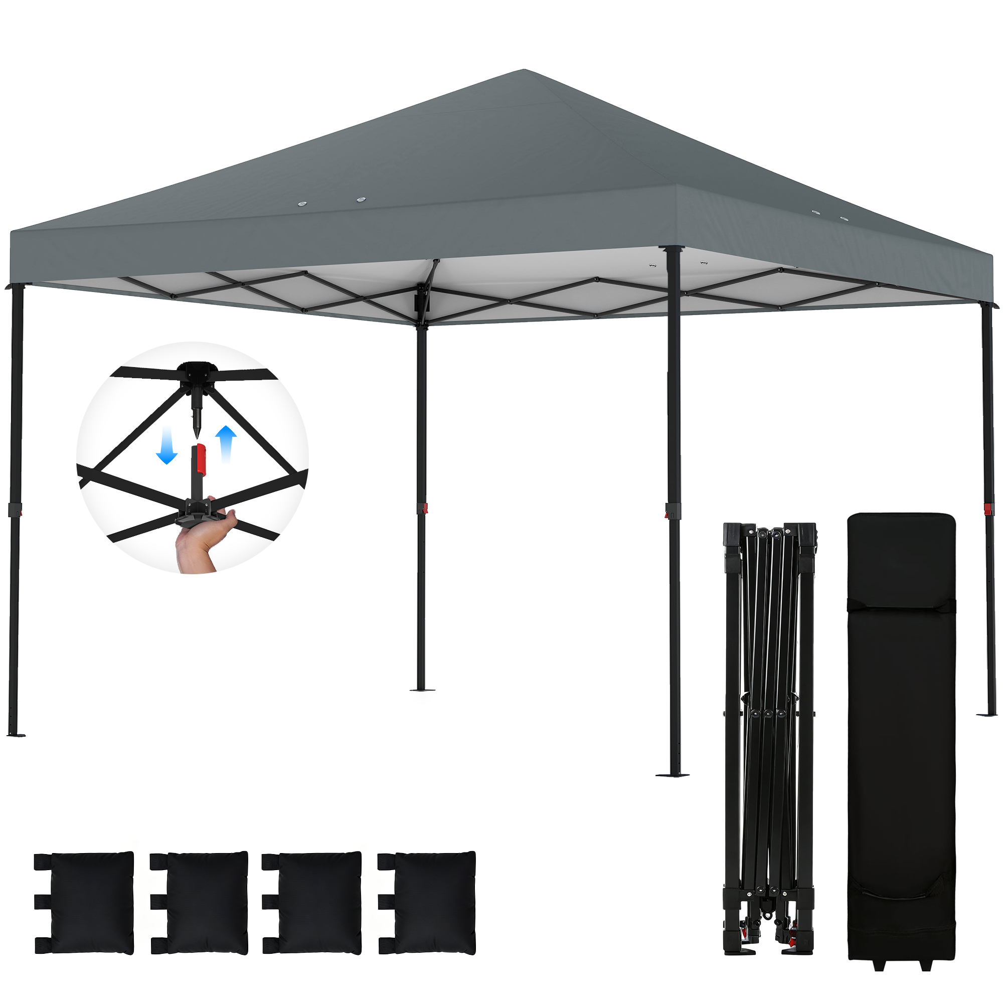 Outsunny 10 x 10 ft Pop Up Canopy Tent with One Push Setup