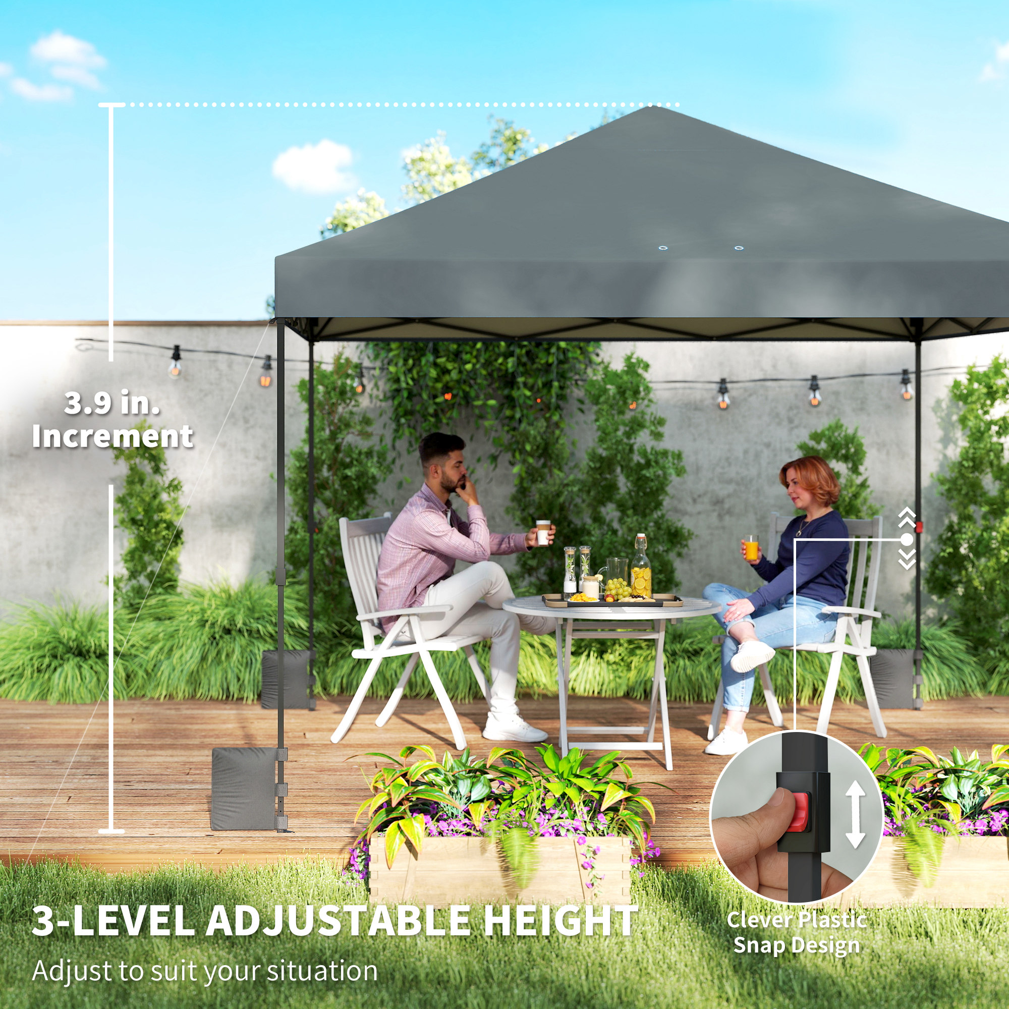 Outsunny 10 x 10 ft Pop Up Canopy Tent with One Push Setup