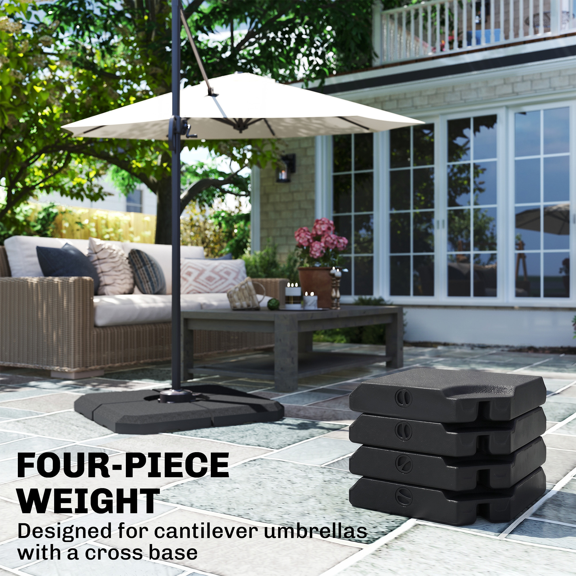 crossbar weight base for offset patio umbrella Kozyard 10' Cantilever Hanging Large Market Style Outdoor Balcony (3 Color Options) Burgundy This 10 Costway 4 Plate Patio Offset
