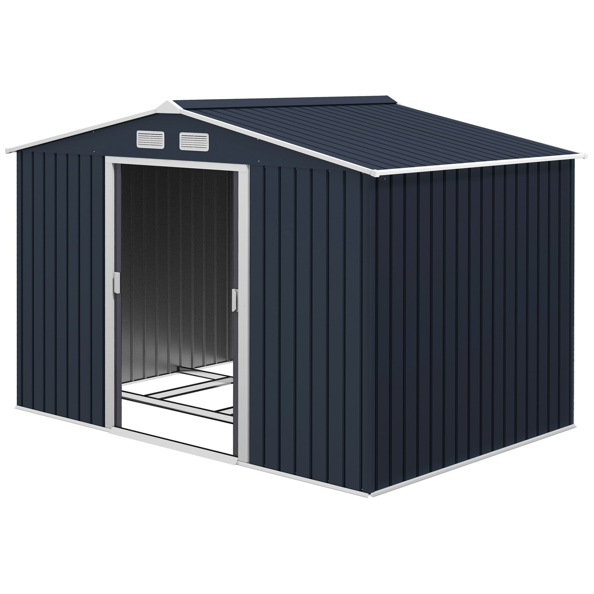 Outsunny 9' x 6' Metal Outdoor Storage Shed with Foundation, Gray