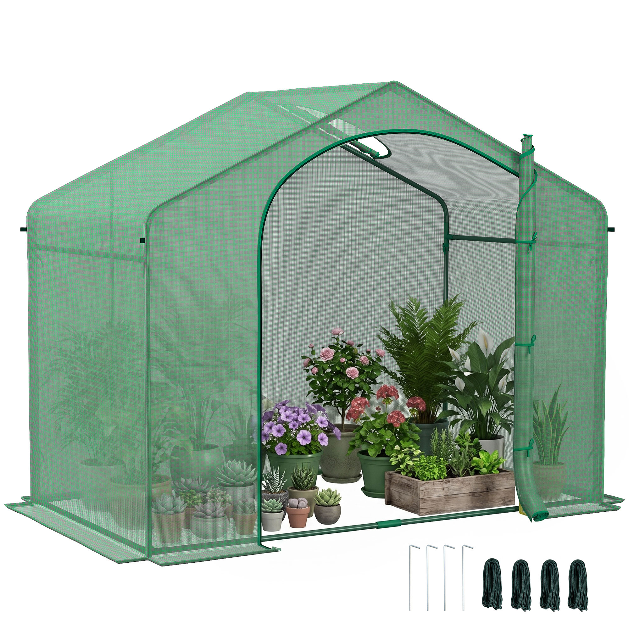 Photos - Greenhouses Outsunny 6' x 3' x 5' Walk-in Greenhouse, Portable Hot House, PE Cover, Steel Frame, Zipper Door, Top Vent for Flowers, Vege 