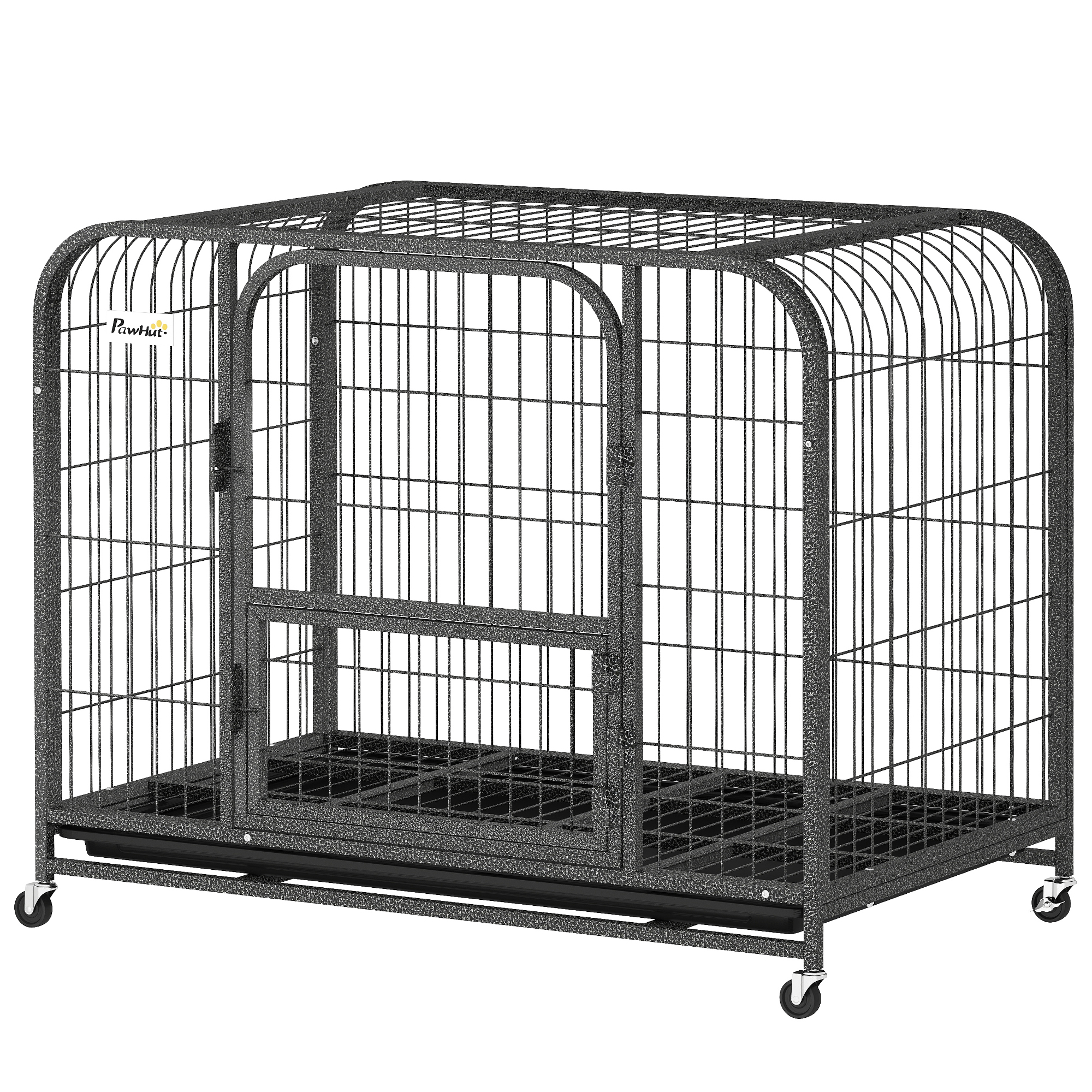 37 Inch Sturdy Grade Canine Crate, Spacious Metal Canine Cage with Lockable Castors and Removable Tray 1