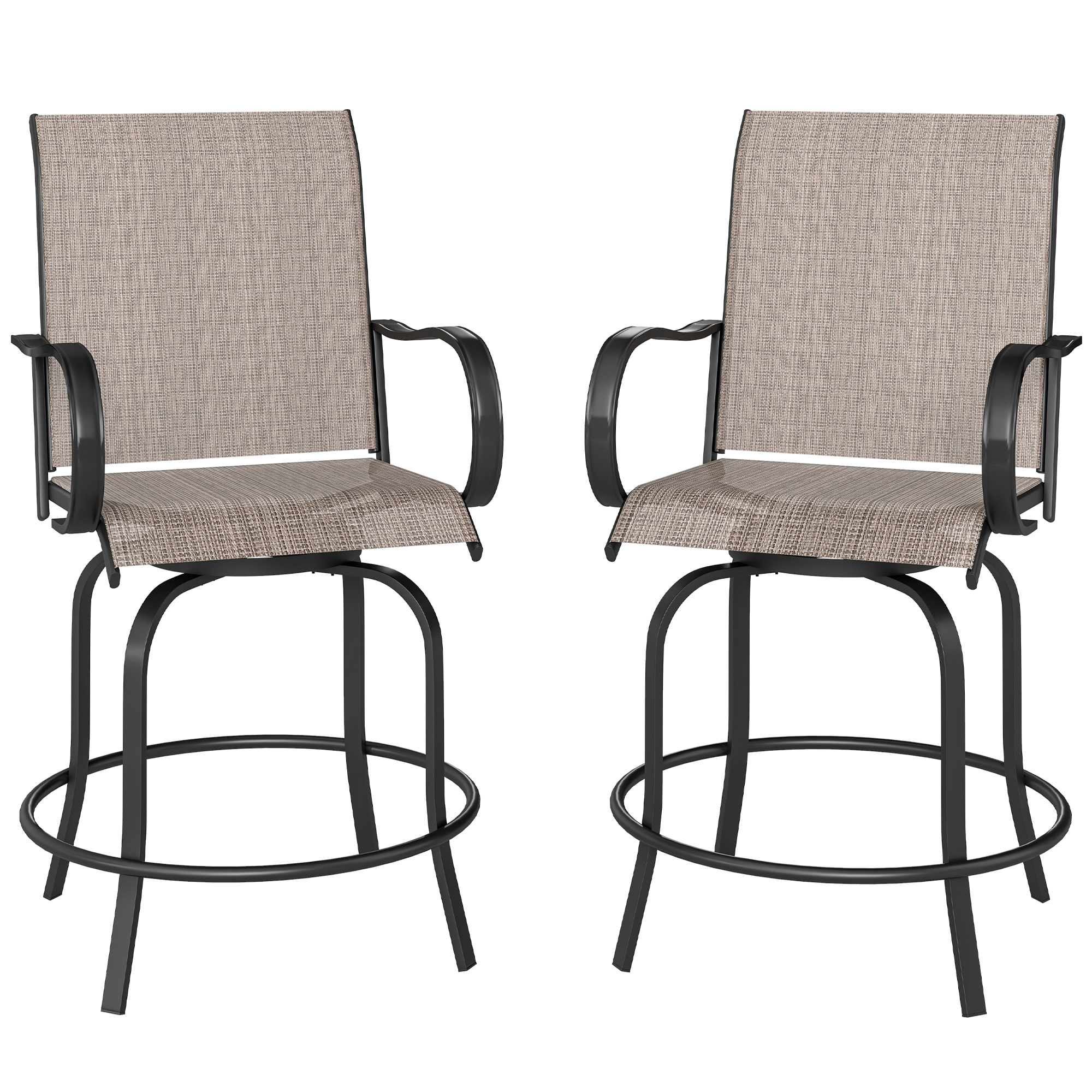 Outsunny 2-Piece Swivel Bar Stools Set, 26.75" Tan