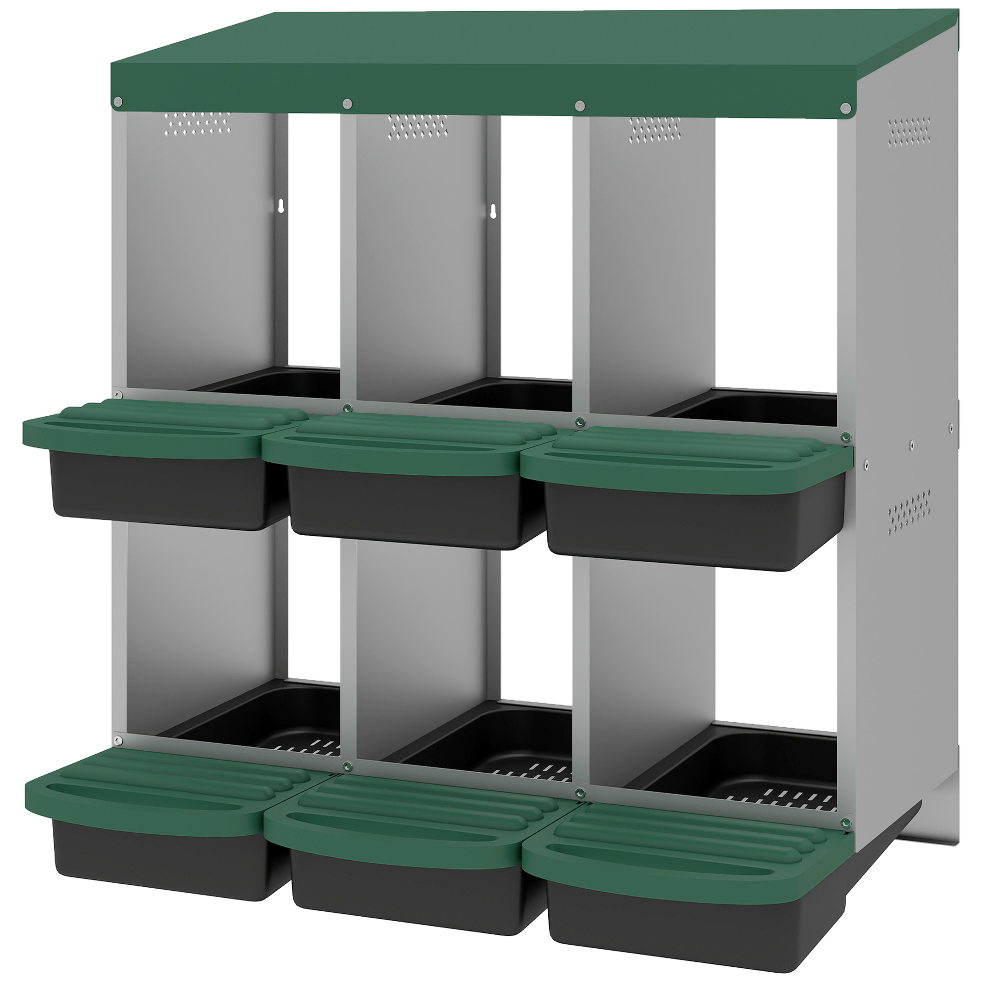 6 Compartment Metal Nesting Boxes for Chicken Coop, Chicken Nesting Boxes, Egg Laying Boxes with Lid Cover 1