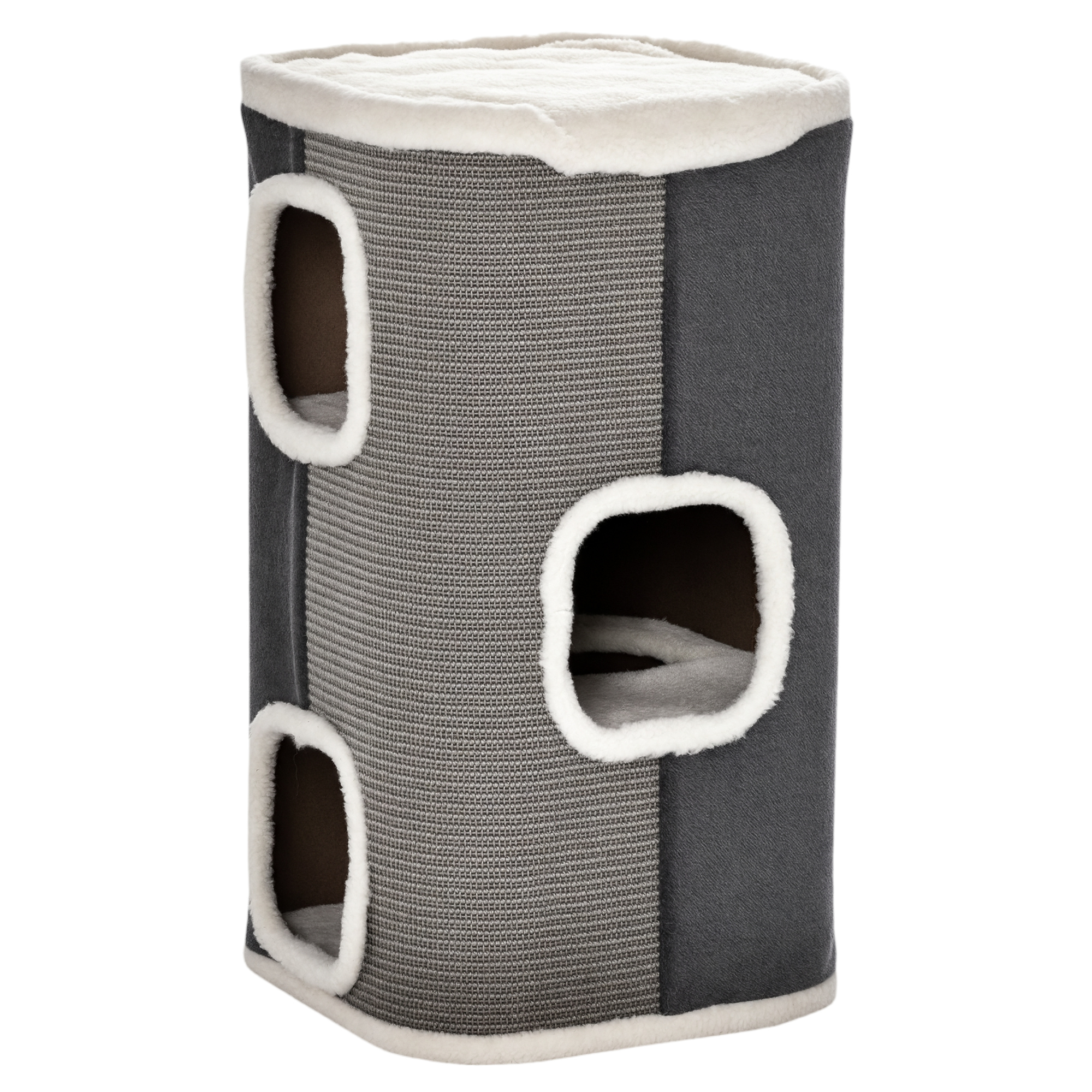 Feline Condo with Sisal Scratching Surface, 4-Story Feline House for Inside, Removable Pillow, 16" x 16" x 29", Grey 1