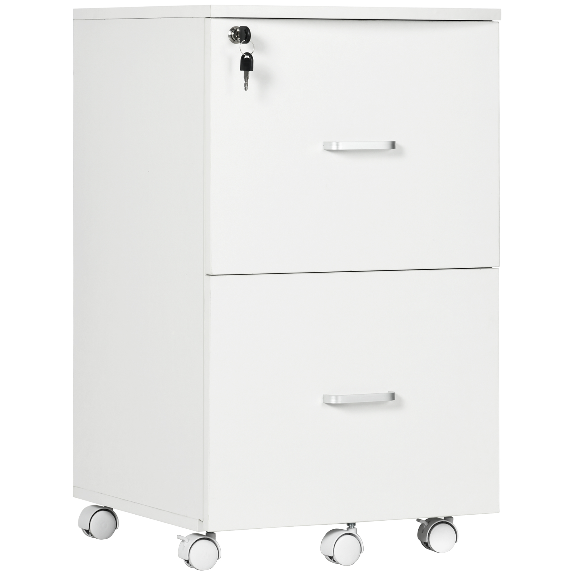Compact Rolling Document Organizer Unit for A4, 2 Organizer Drawer File Organizer Unit with Locking, Letter-Size Documents, Print Stand for Home Workspace, 17" x 17.75" x 28.25", White 1