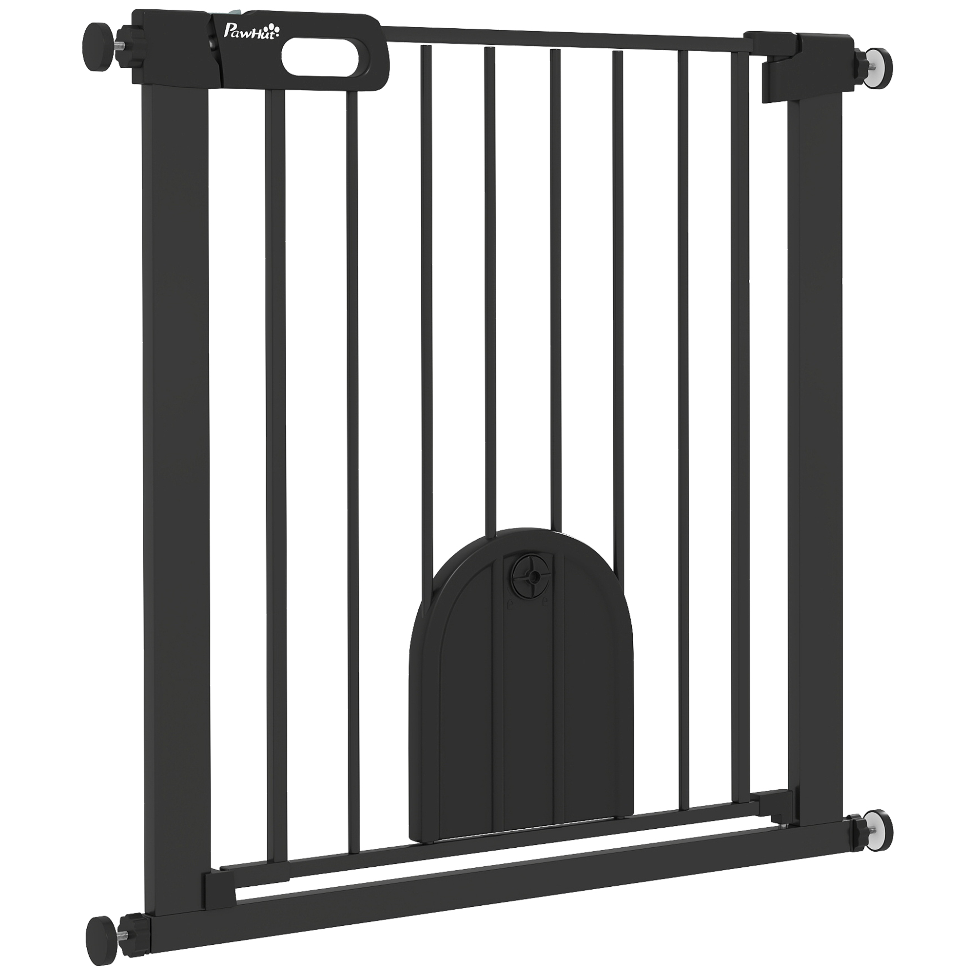 30"H Canine Gate with Safety Gate Barrier, 30"-32" Extra Wide Animal Gate Barrier with Compact Entry, Stair Pressure Fit, Black 1
