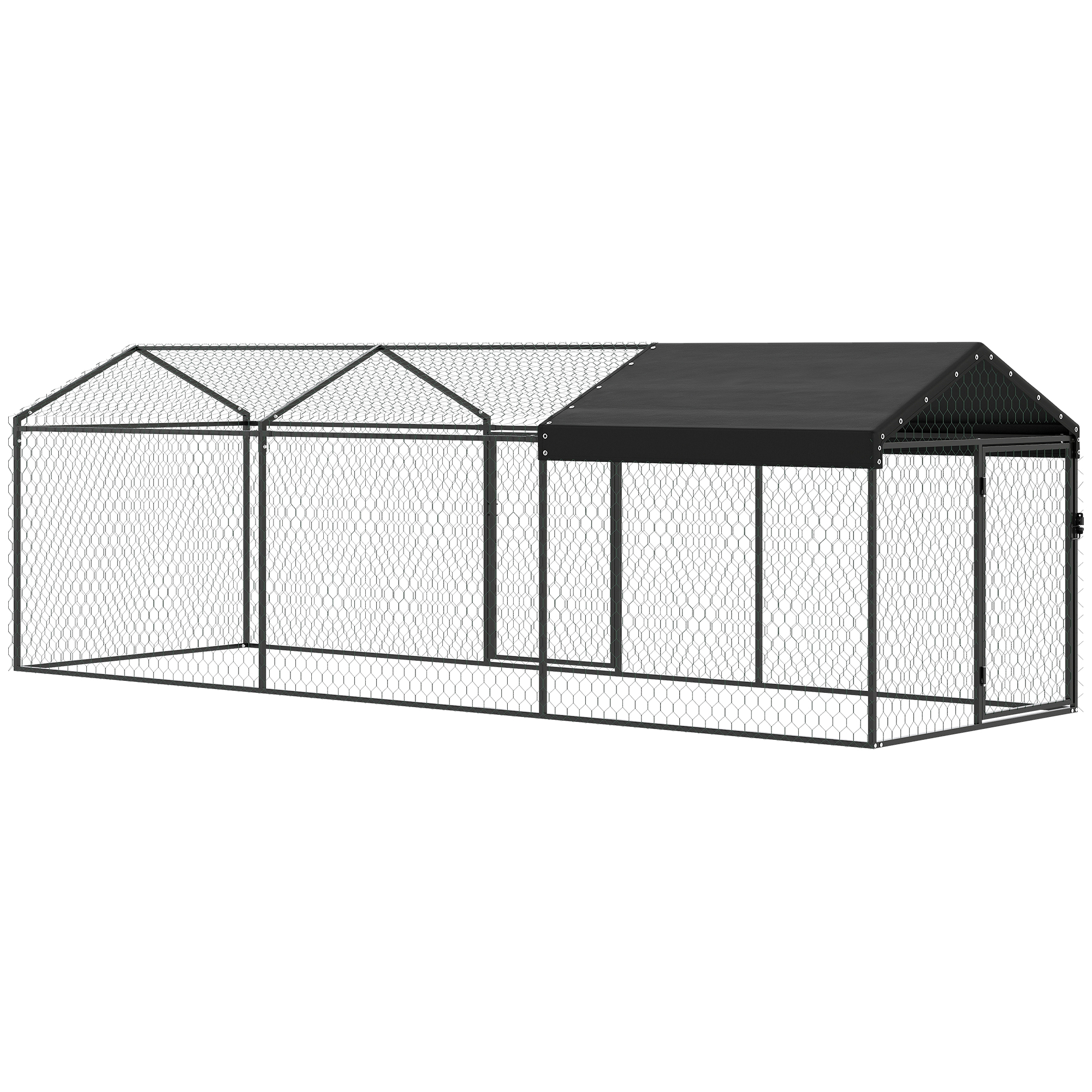 Chicken Run with Waterproof & Anti-UV Cover for 3-5 Poultry, Spacious Metal Chicken Coop, Outside Poultry Cage Rabbit Hutch 1
