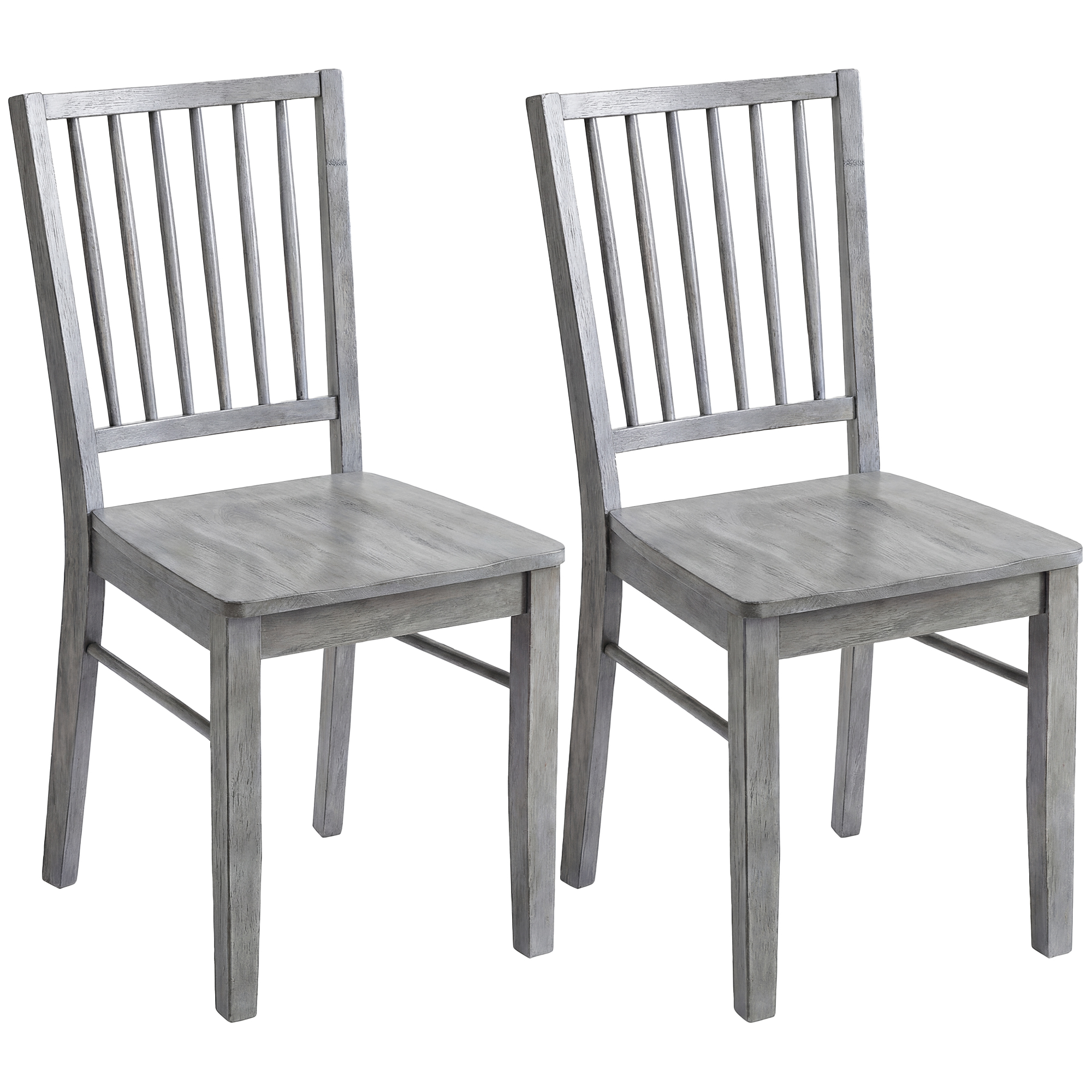 HOMCOM Dining Chairs Set of 2, Armless Wood, Rustic Gray