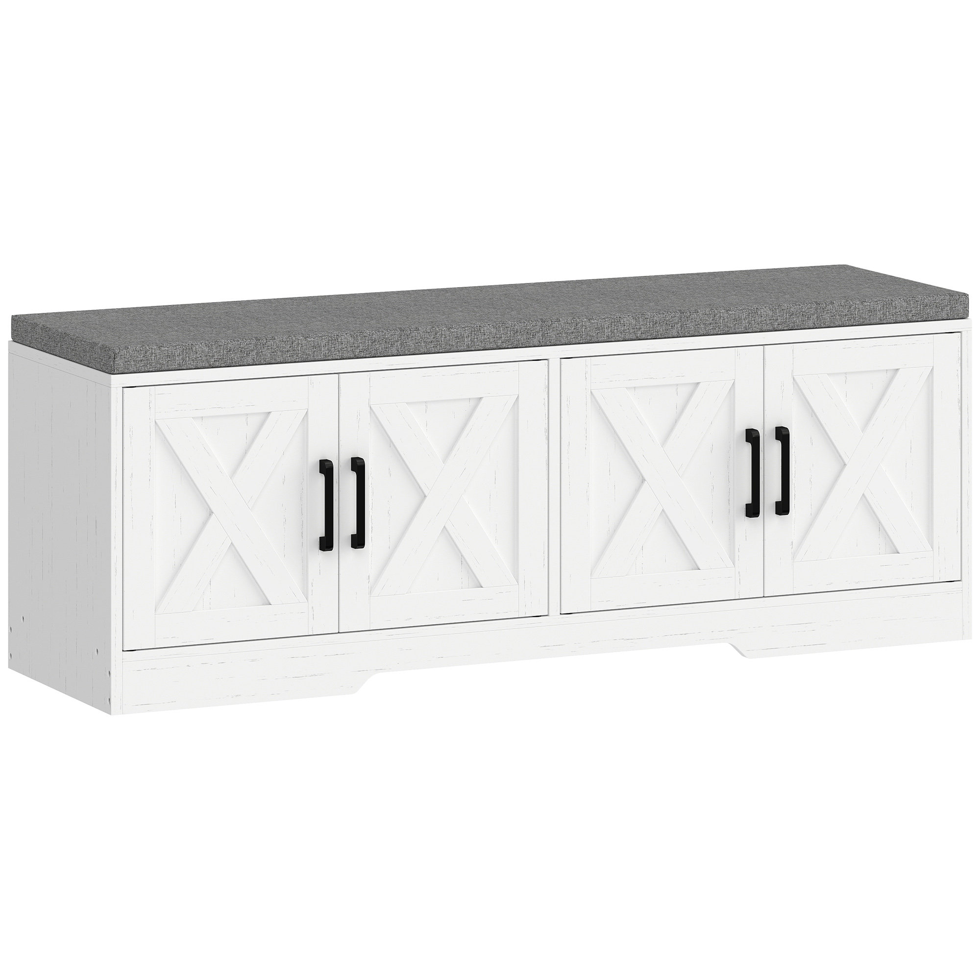 Footwear Seating Bench with Pillow Footwear Organizer Seating Bench with Doors Adjustable-Height Shelves for Entryway, White 1