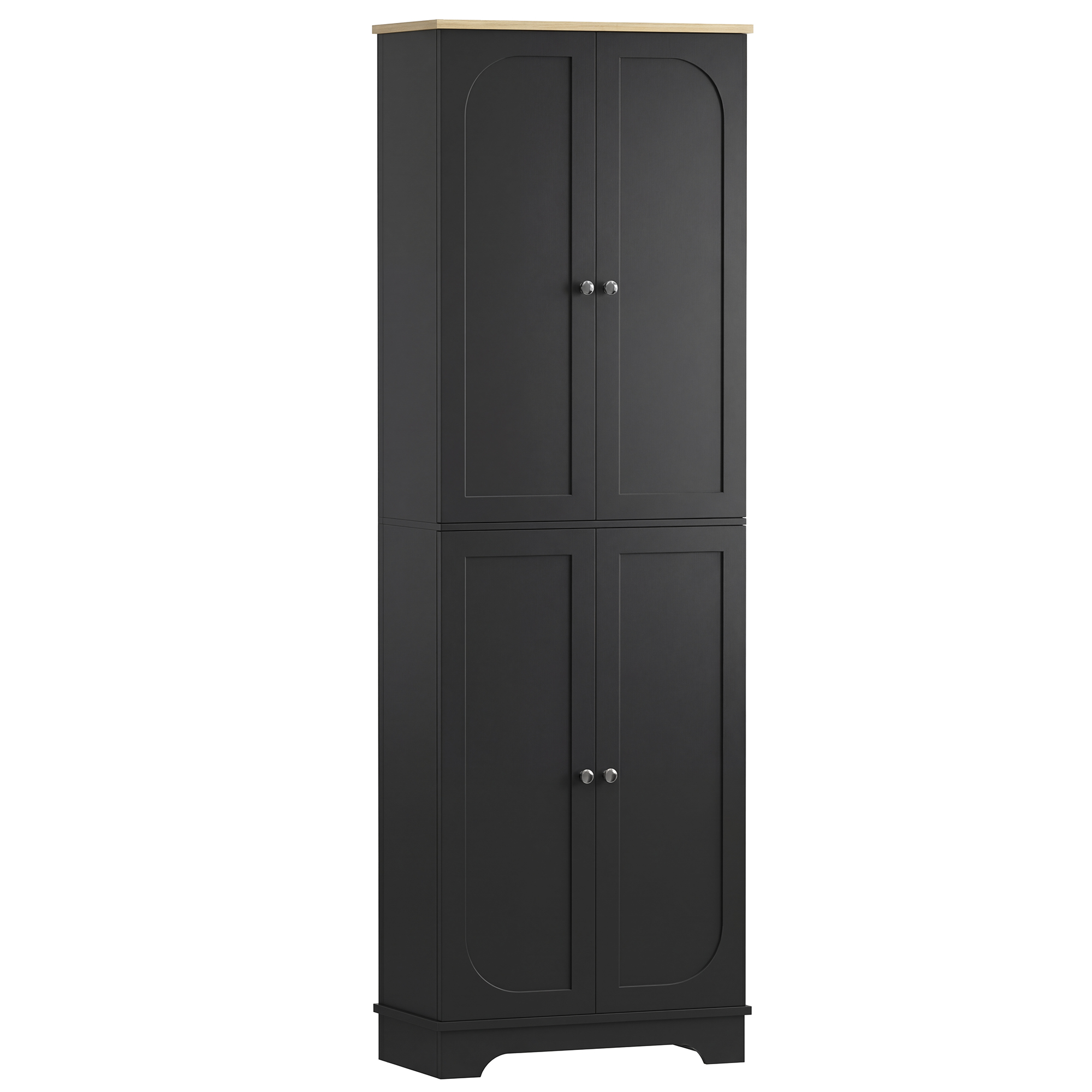 Cooking Pantry Organizer Unit with Adjustable-Height Shelves, 72" Tall Pantry Organizer Unit, Organizer Organizer Unit with 4 Doors, Black 1
