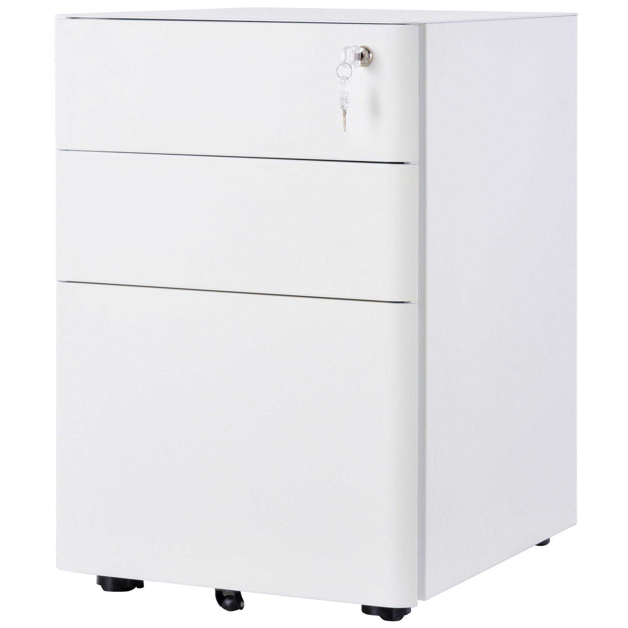 Vinsetto Vertical File Tower: 3 Locking Drawers on Wheels for Legal/Letter Size Documents & Effortless Mobility, Black Aosom Canada