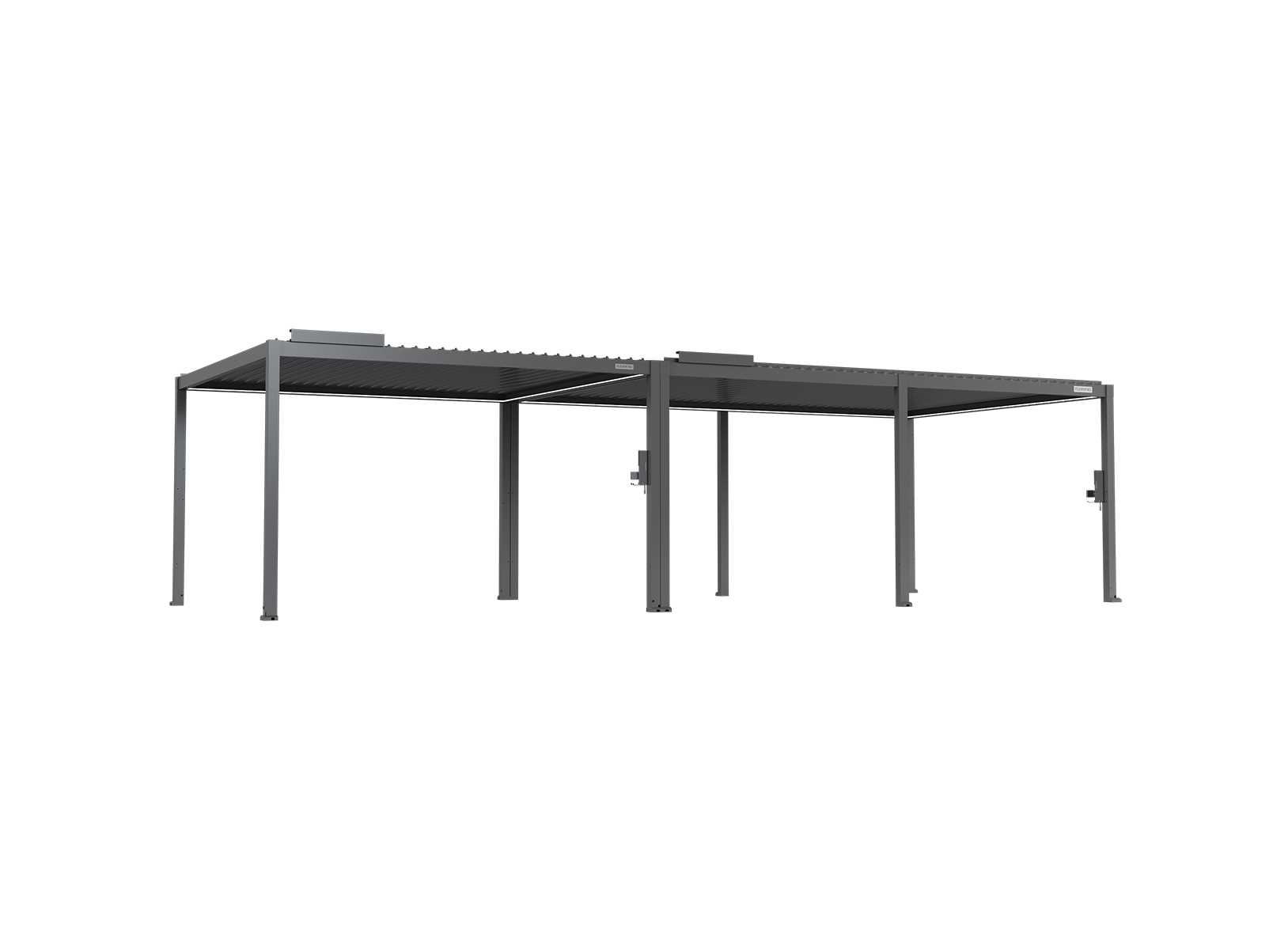 FlexPatio POWER+ Gen 2 Motorized Pergola — 13’L x 33’W Gray 6063-T5 Aluminum with Motorized Louvers