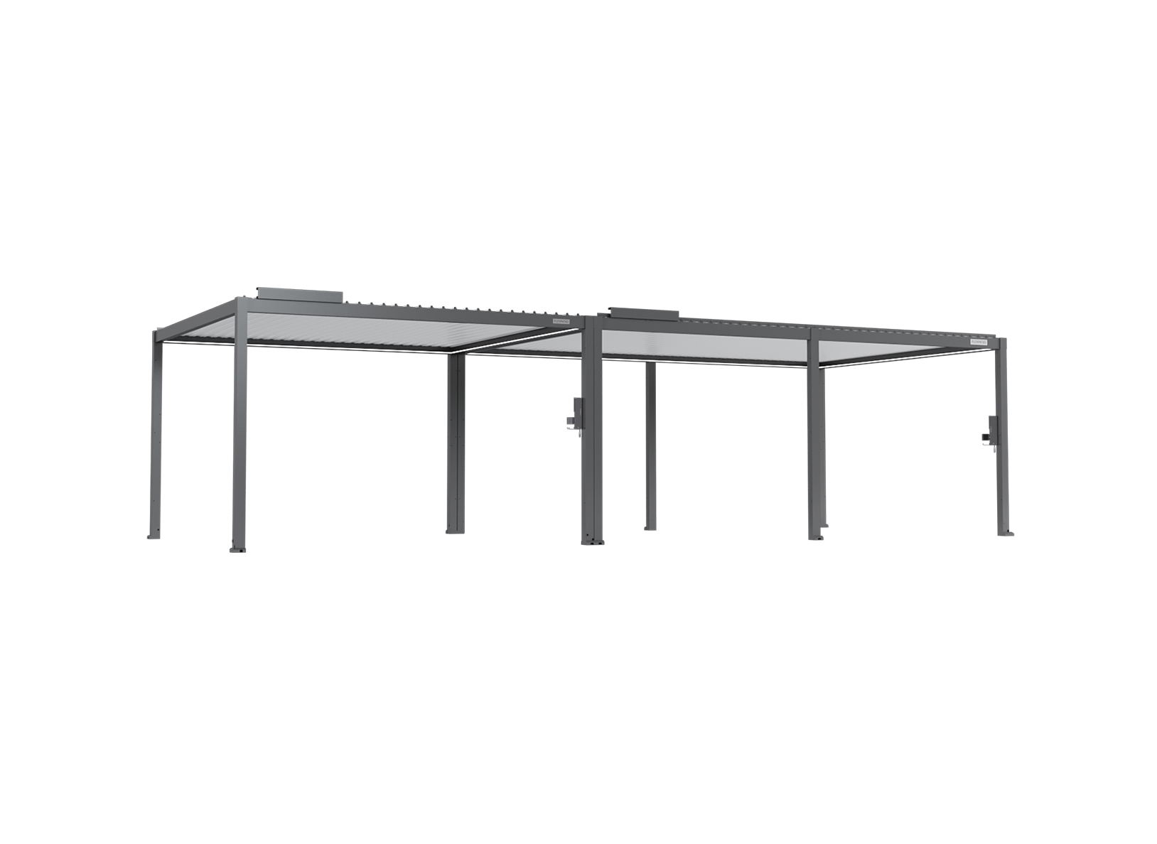 FlexPatio POWER+ Gen 2 Motorized Pergola 13'L x 33'W Gray with White Louvers 6063-T5 Aluminum 8'2'' H