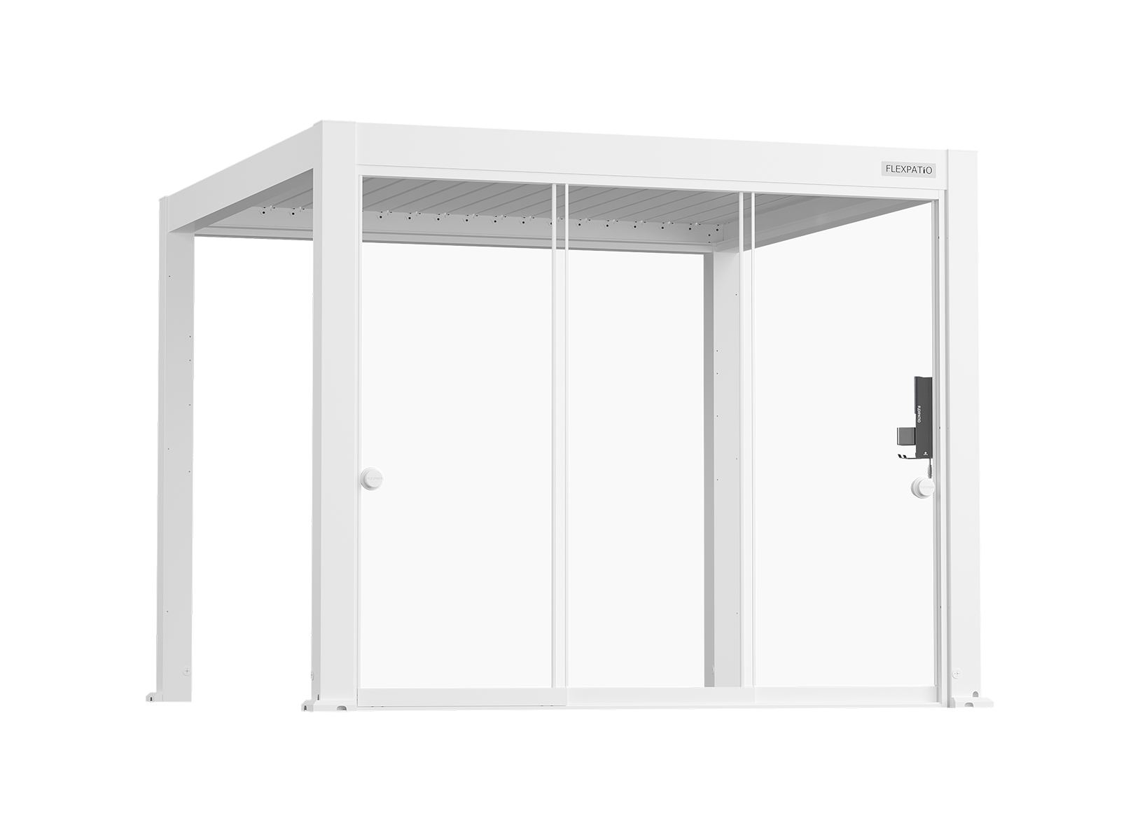 Flexpatio Glass Doors for Gen 2 Perogla - 10mm Tempered Glass Sliding Doors, 100% Aluminum Rail, 10' Side White