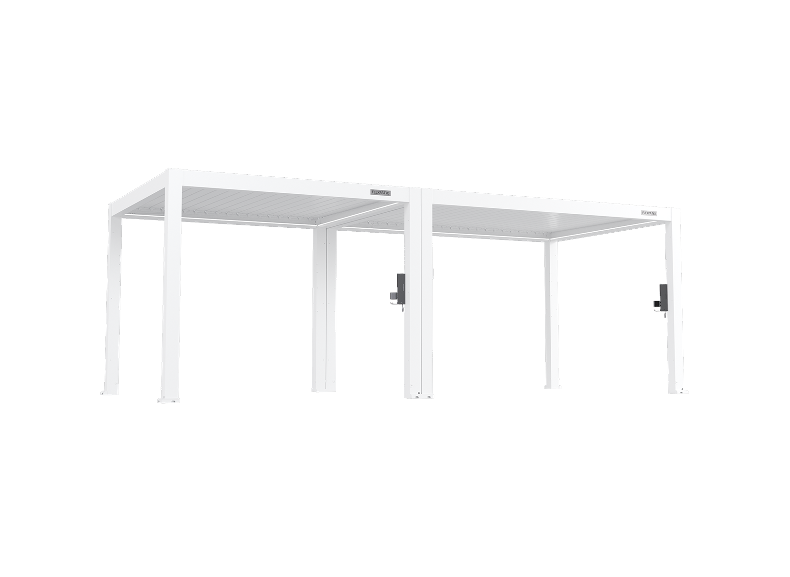 FlexPatio POWER+ PRO Gen 2 Motorized Pergola 10' x 23' White &ndash; 6063-T5 Aluminum, Motorized Louvers & Integrated LED Lighting