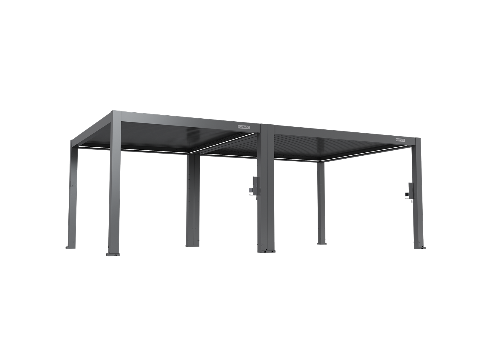 FlexPatio POWER+ PRO Gen 2 Motorized Pergola, 13′ x 23′, Gray, 6063-T5 Aluminum, Motorized Louvers & LED Lighting