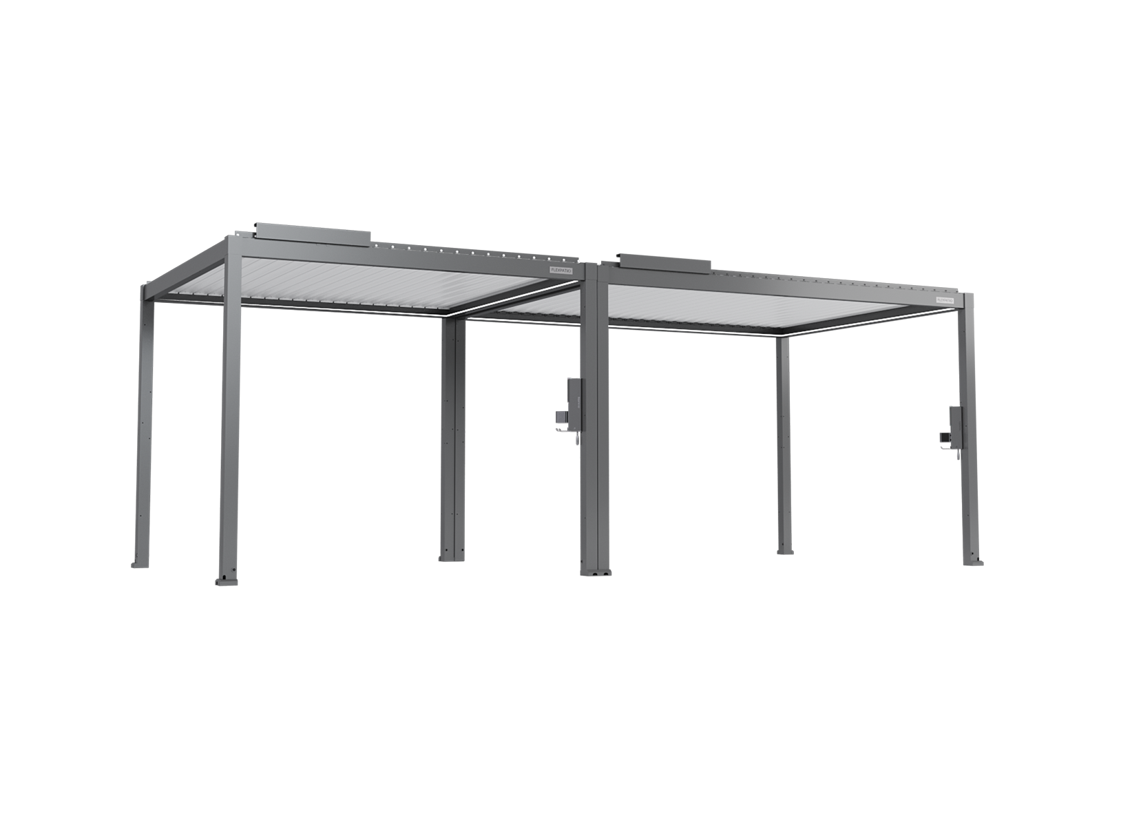 FlexPatio POWER+ Gen 2 Motorized Pergola, Motorized Louvered Aluminum Patio Cover - 10'L x 23'W, Gray with White Louvers