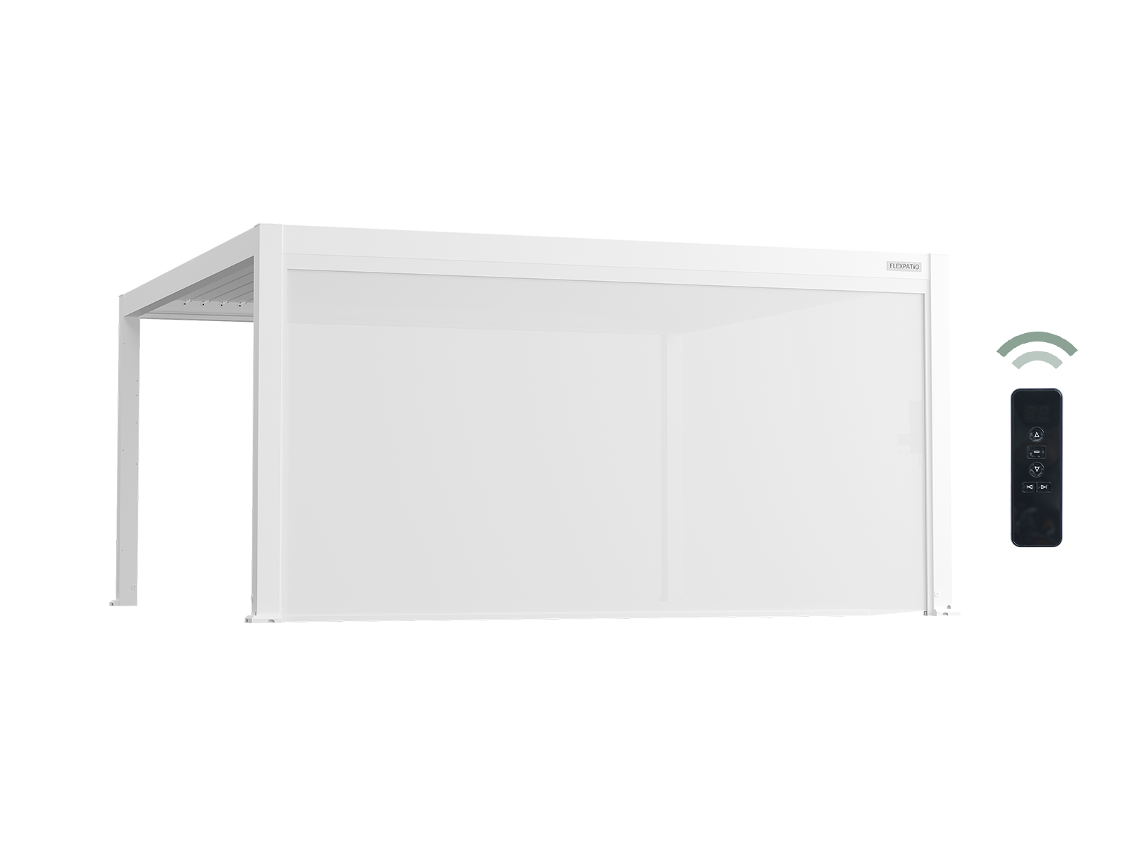 Flexpatio Motorized Roller Shades White - 16' Side Tough Mesh Weave Privacy Screen with Aluminum Track, 8% Openness, UV-Resistant Waterproof Fabric