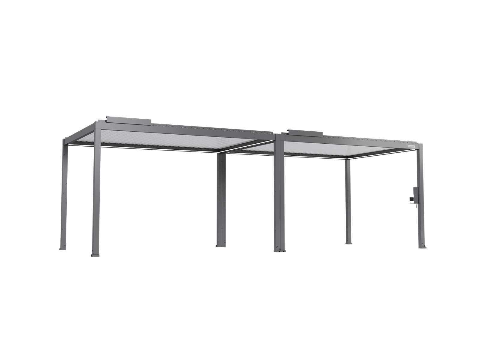 FlexPatio POWER+ Gen 2 Motorized Pergola, 10'L x 26'W Gray with White Louvers, 6063-T5 Aluminum, Motorized Louvers & Integrated LED