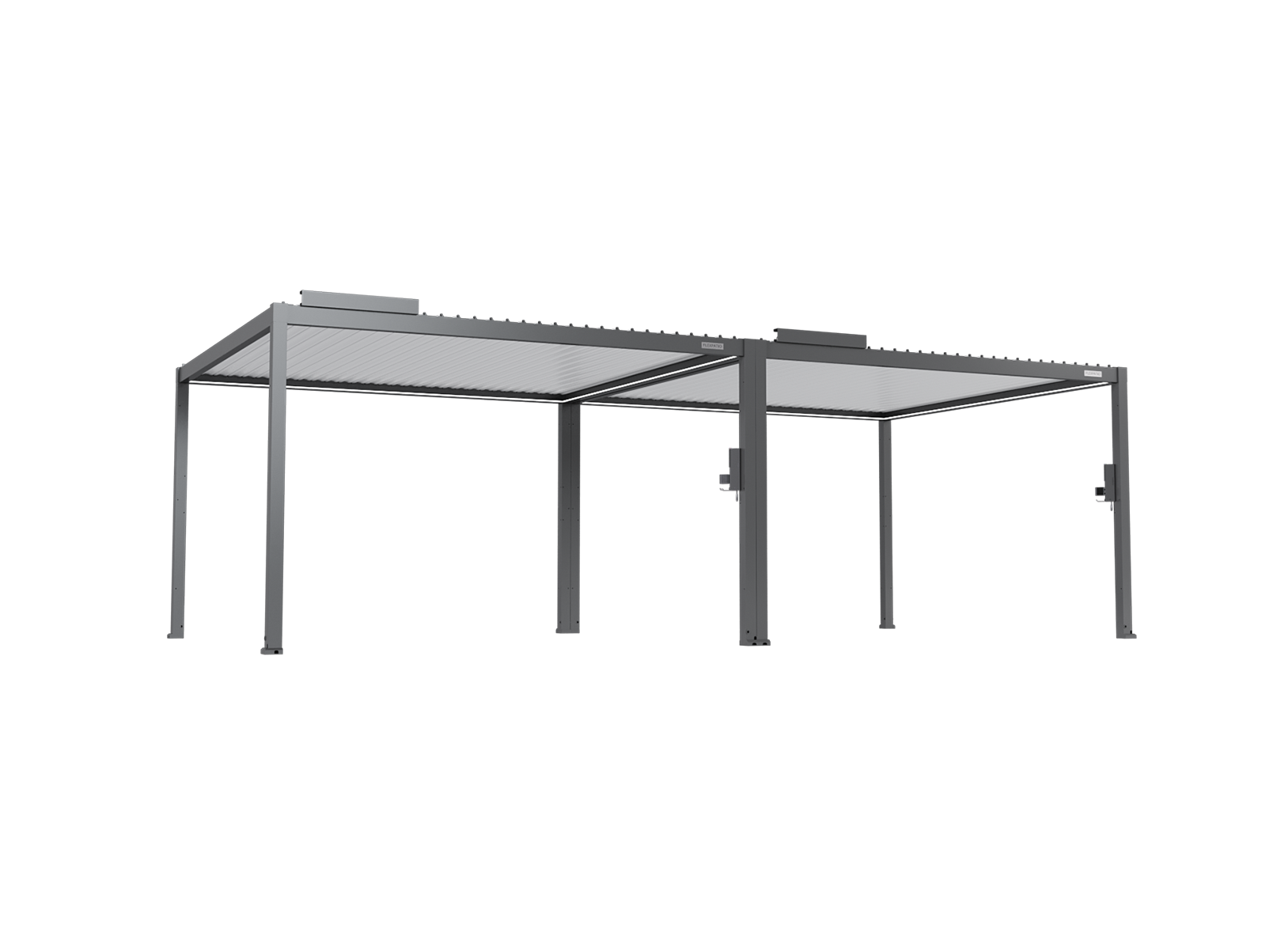 FlexPatio POWER+ Gen 2 Motorized Pergola 13'L x 26'W Gray with White Louvers 6063-T5 Aluminum, Motorized Louvers