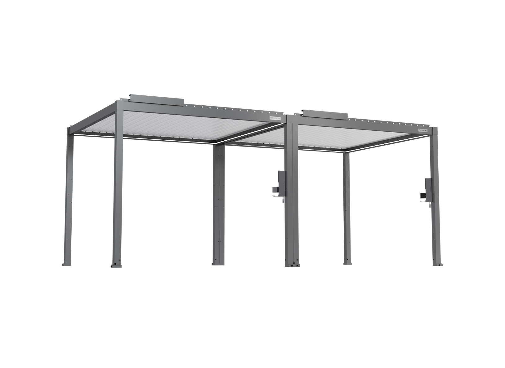 FlexPatio POWER+ Gen 2 Motorized Pergola, Motorized Louvered Aluminum Patio Cover - 10'L x 20'W, Gray with White Louvers