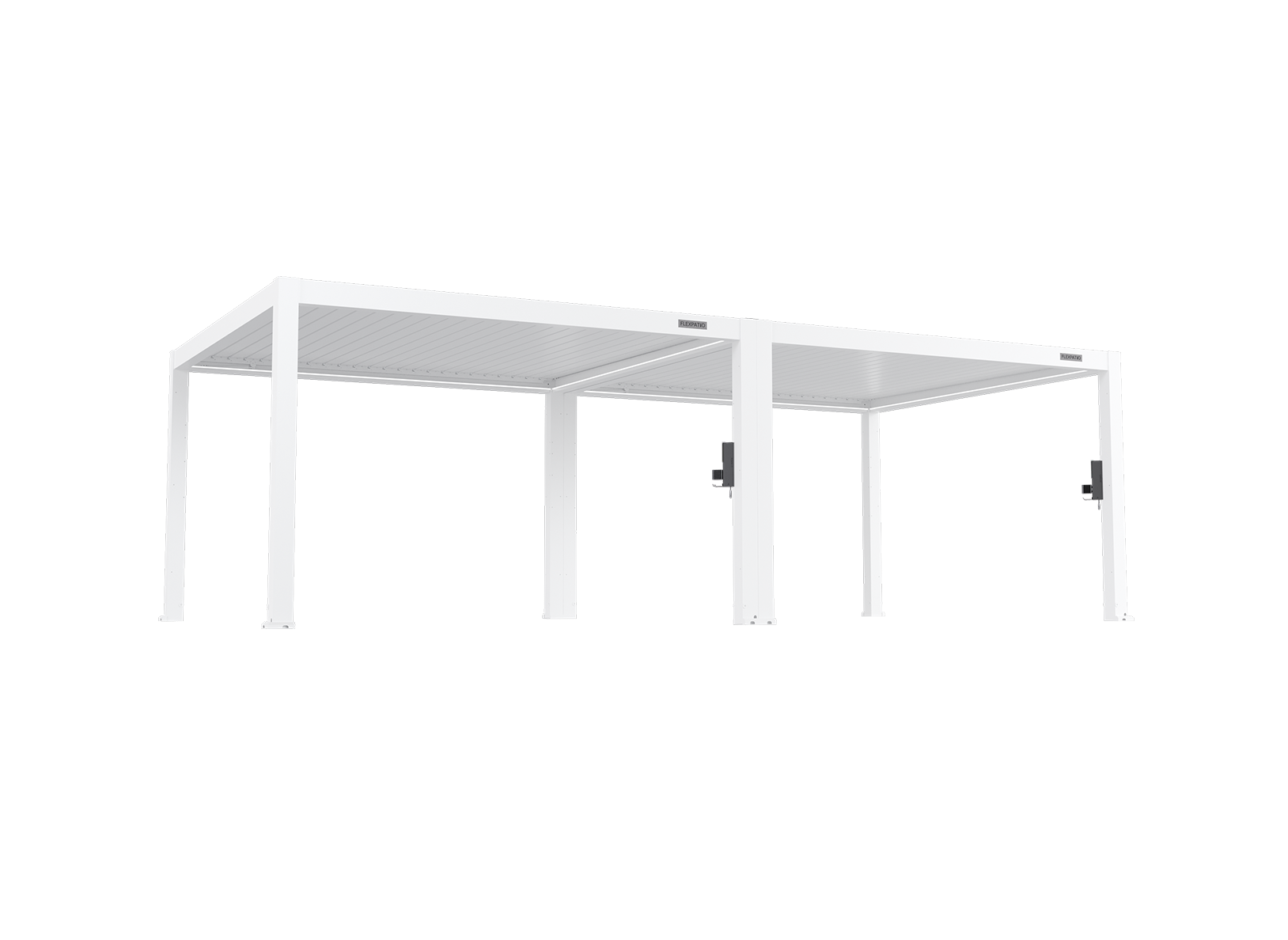 FlexPatio POWER+ PRO Gen 2 Motorized Pergola – 13′ x 26′ White, 6063-T5 Aluminum, Motorized Louvers, LED Lighting, IP68 Outlets