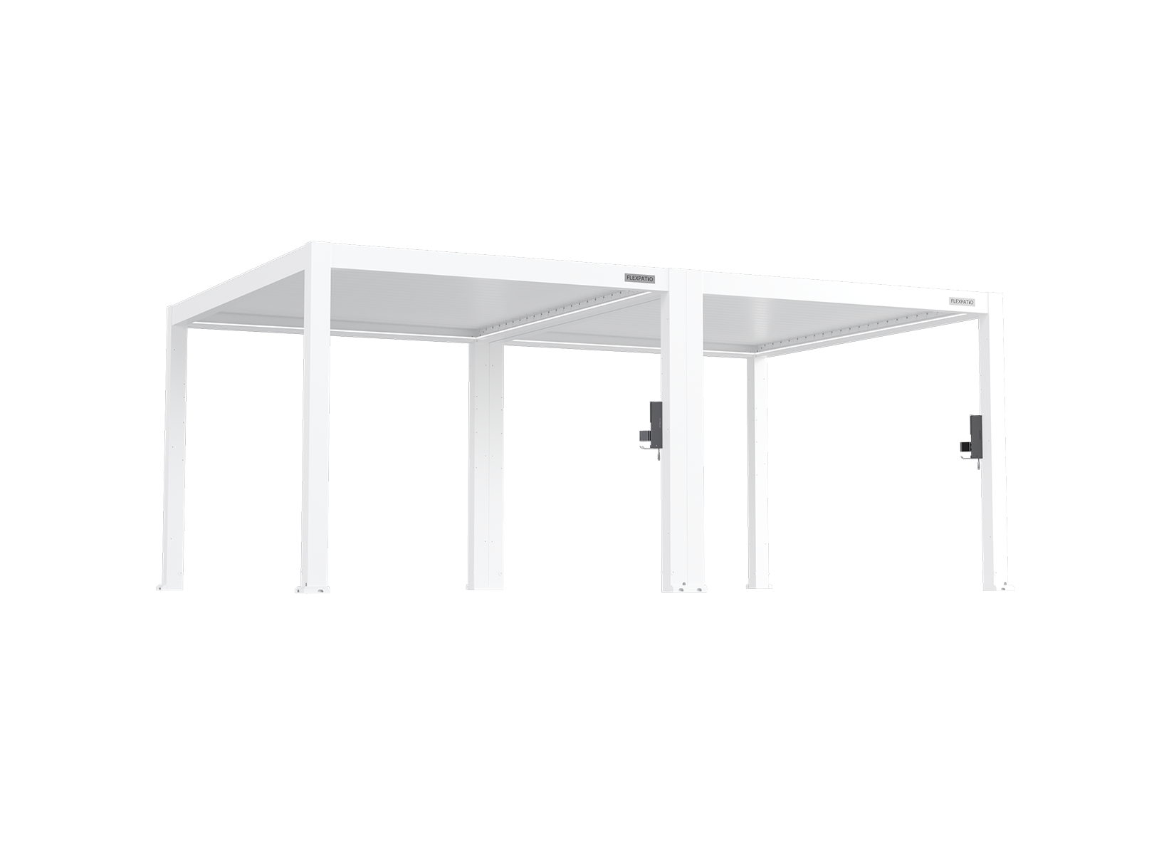 FlexPatio POWER+ PRO Gen 2 Motorized Pergola 13’ x 20' (8-Post) White 6063-T5 Aluminum with Motorized Louvers, LED Lighting & IP68 Outlets