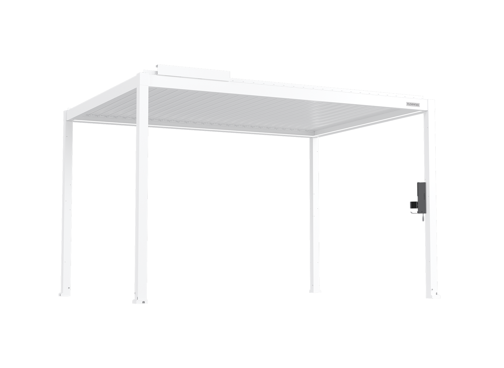 FlexPatio POWER+ Gen 2 Motorized Pergola 10'L x 13'W White - 6063-T5 Aluminum, Motorized Louvers, LED