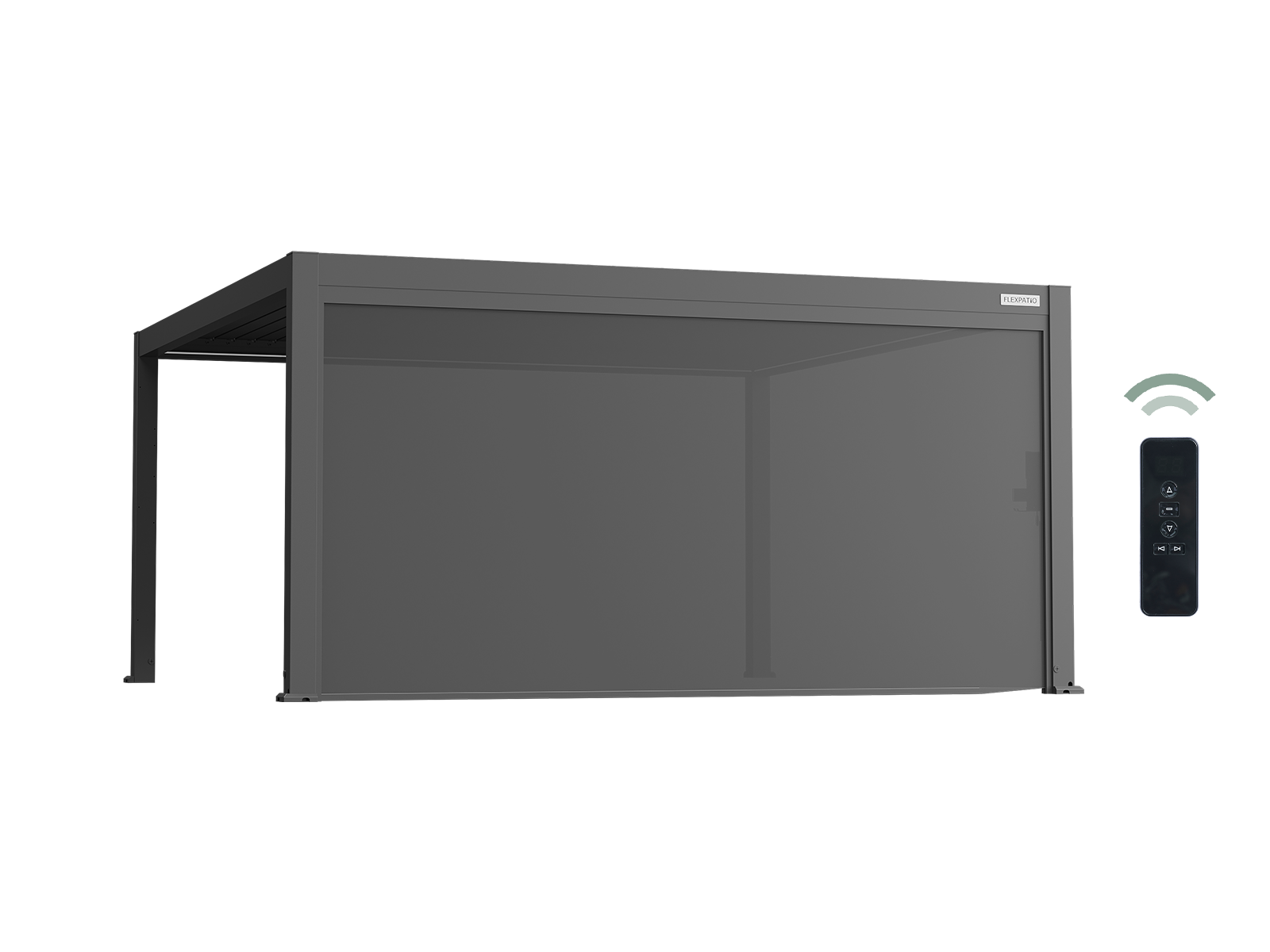 Flexpatio Motorized Roller Shades 16′ Side Gray – Motorized Pergola Privacy Screen with Aluminum Track