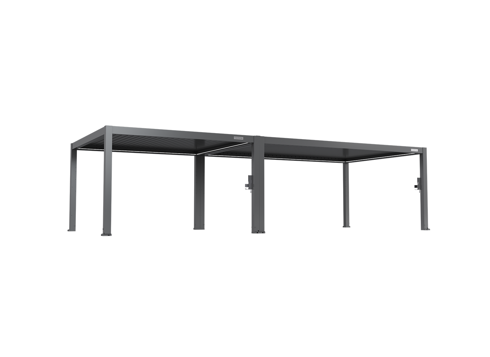 FlexPatio POWER+ PRO Gen 2 Motorized Pergola – 13′ x 33′ (8-Post) Gray, 6063-T5 Aluminum, Motorized Louvers