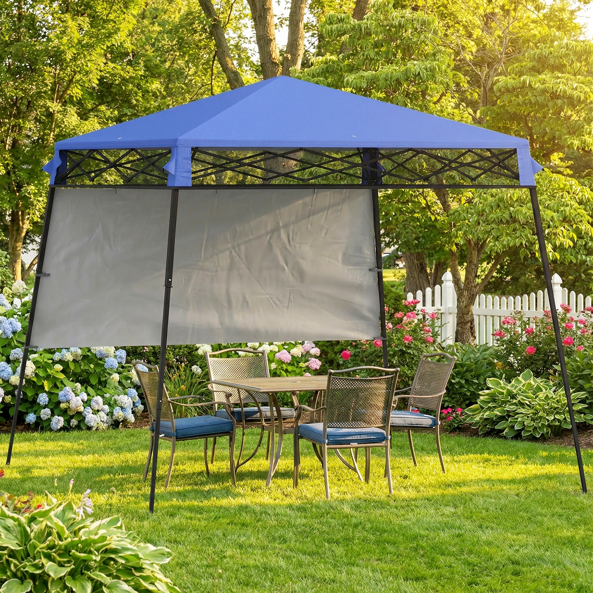 Outsunny 7' x 7' Garden Foldable Pop Up Gazebo Tent with Backpack