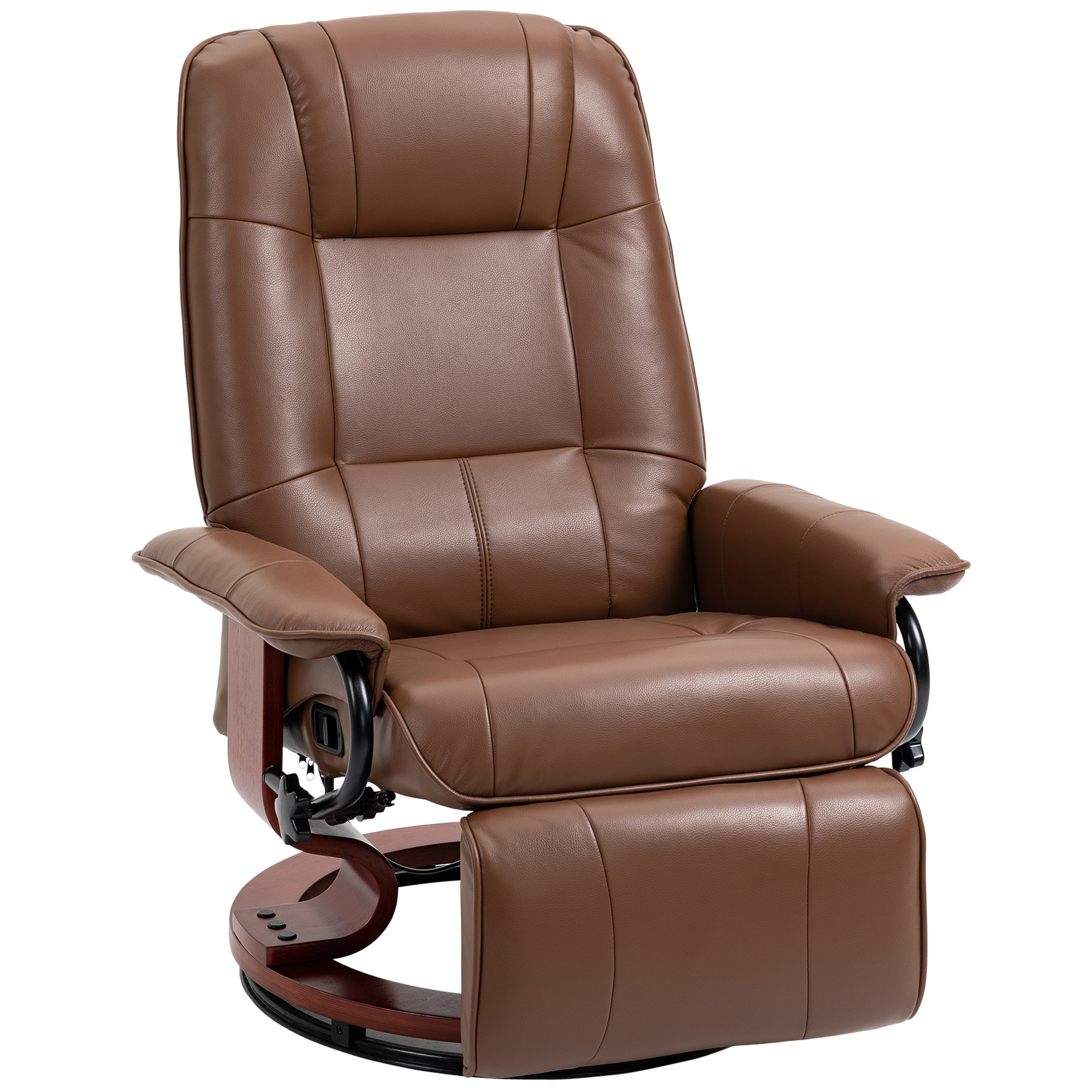 HOMCOM Faux Leather Swivel Recliner Chair with Footrest, Brown