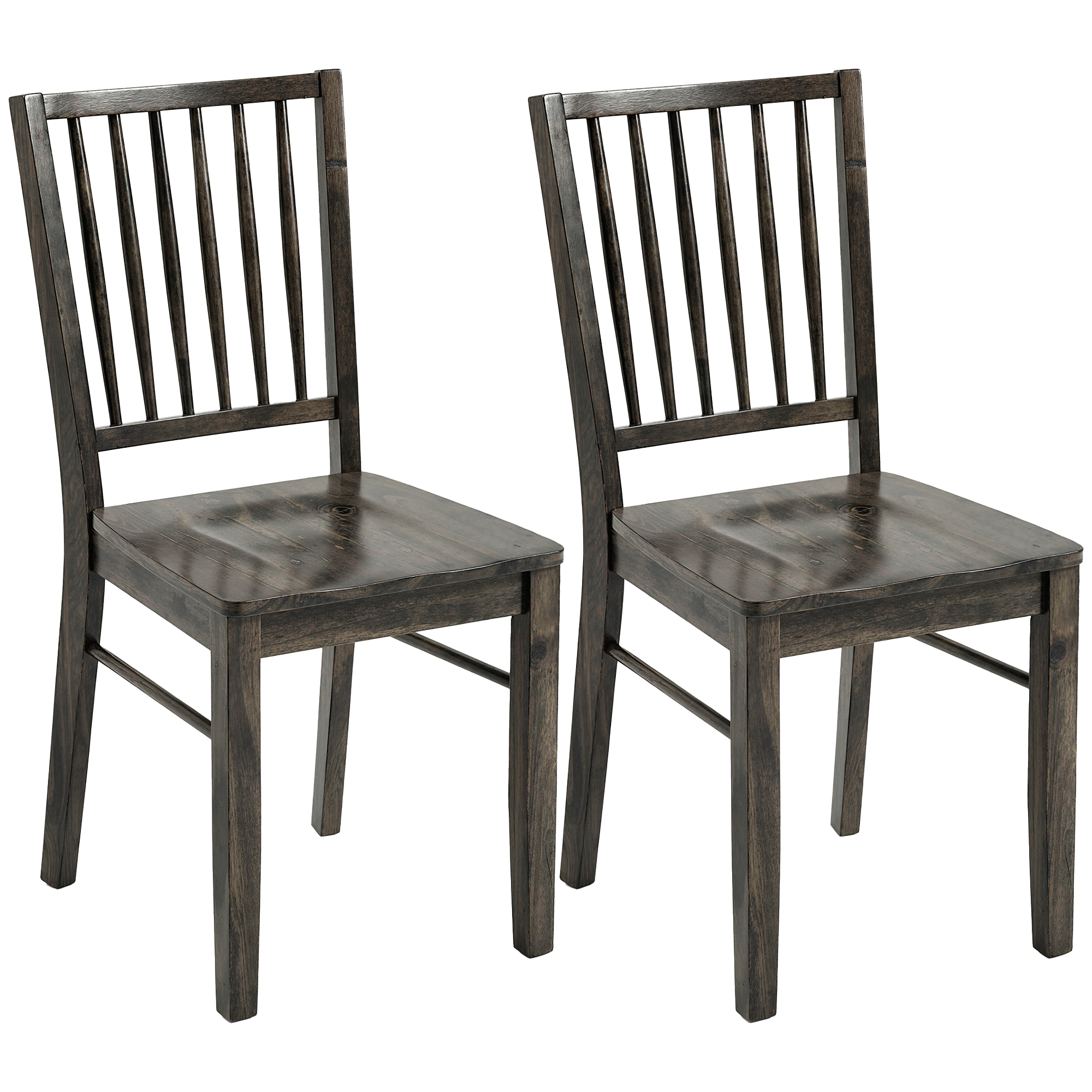 HOMCOM Dining Chairs Set of 2, Solid Wood, Armless, Charcoal Gray