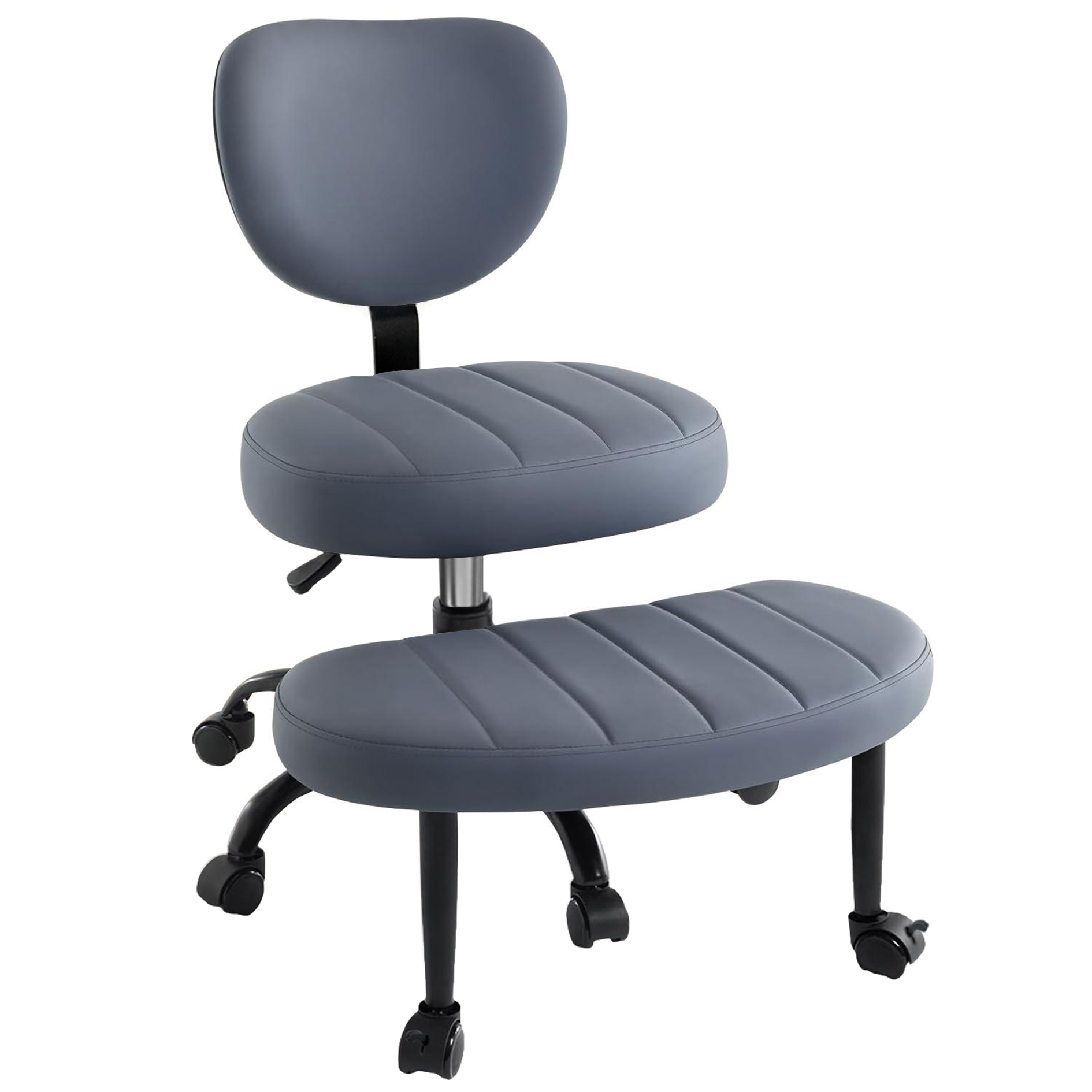 Ergonomic Cross-Legged Meditation Chair with Lumbar Support, Swivel Executive Office Desk Stool for Home Offices, 27" L x 35" W x 36.5" H, White
