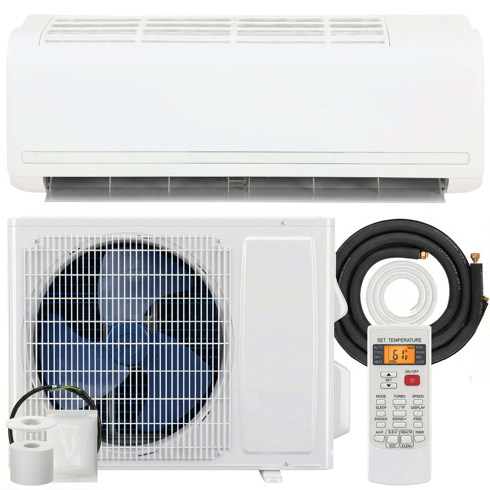 HOMCOM 9100 BTU Mini Split Air Conditioner and Heat Pump, 20.5 SEER2 115V Ductless Inverter AC Unit Cools up to 450 Sq.Ft