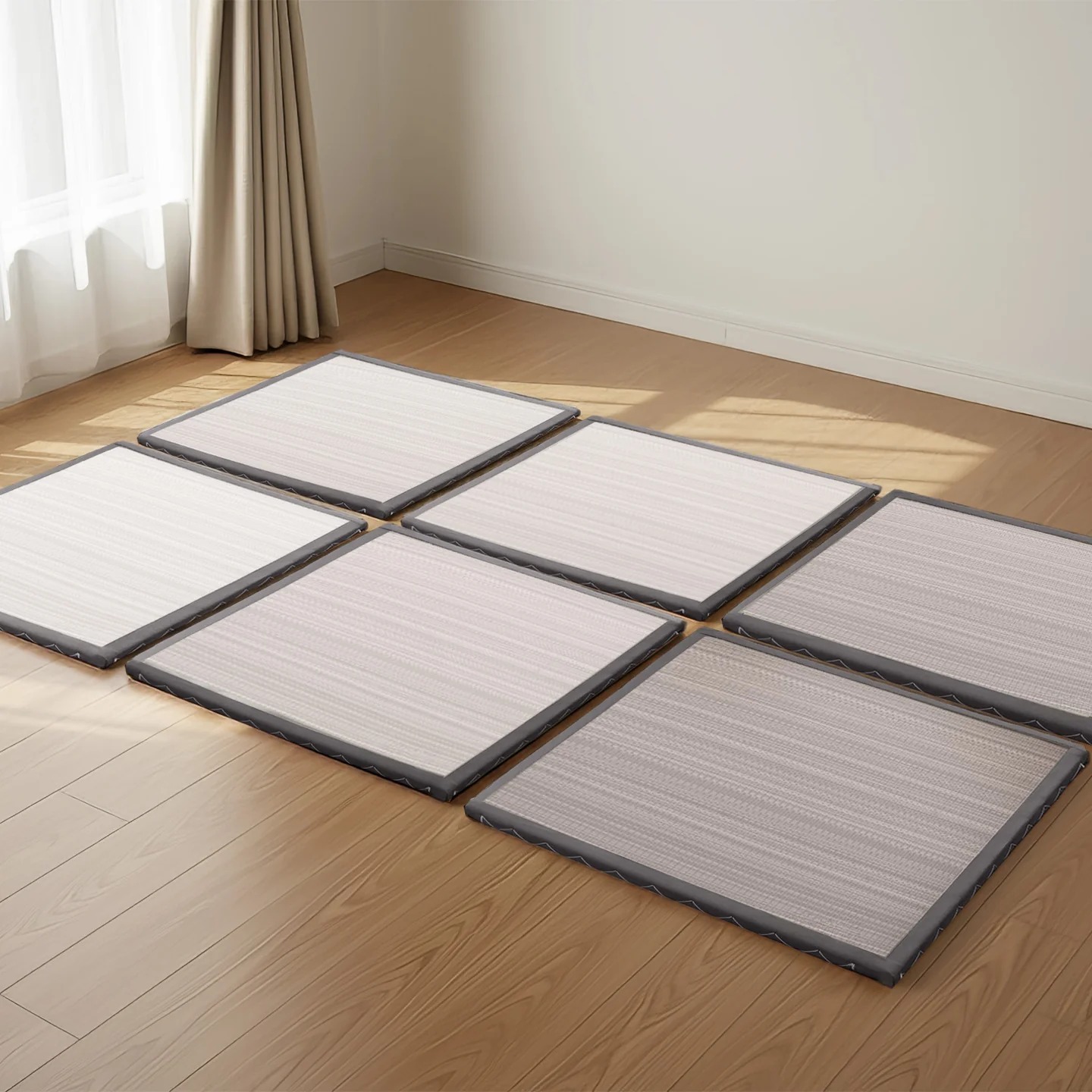 Breathable CocoShield Tatami Mat with Natural Jute Fiber, Moisture-Proof Sleeping Pad for Bedrooms, 137 L x 203W x 2H cm, Gray