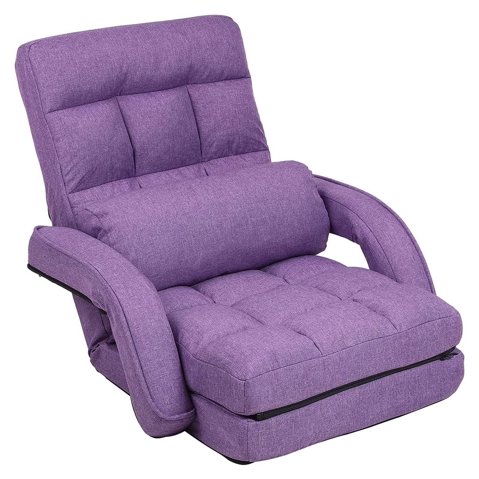 Cozy Floor Chair with 14 Adjustable Positions, Foldable Lazy Lounger for Home Offices and Gaming Rooms, 26.5"L x 22"W x 27"H, Purple