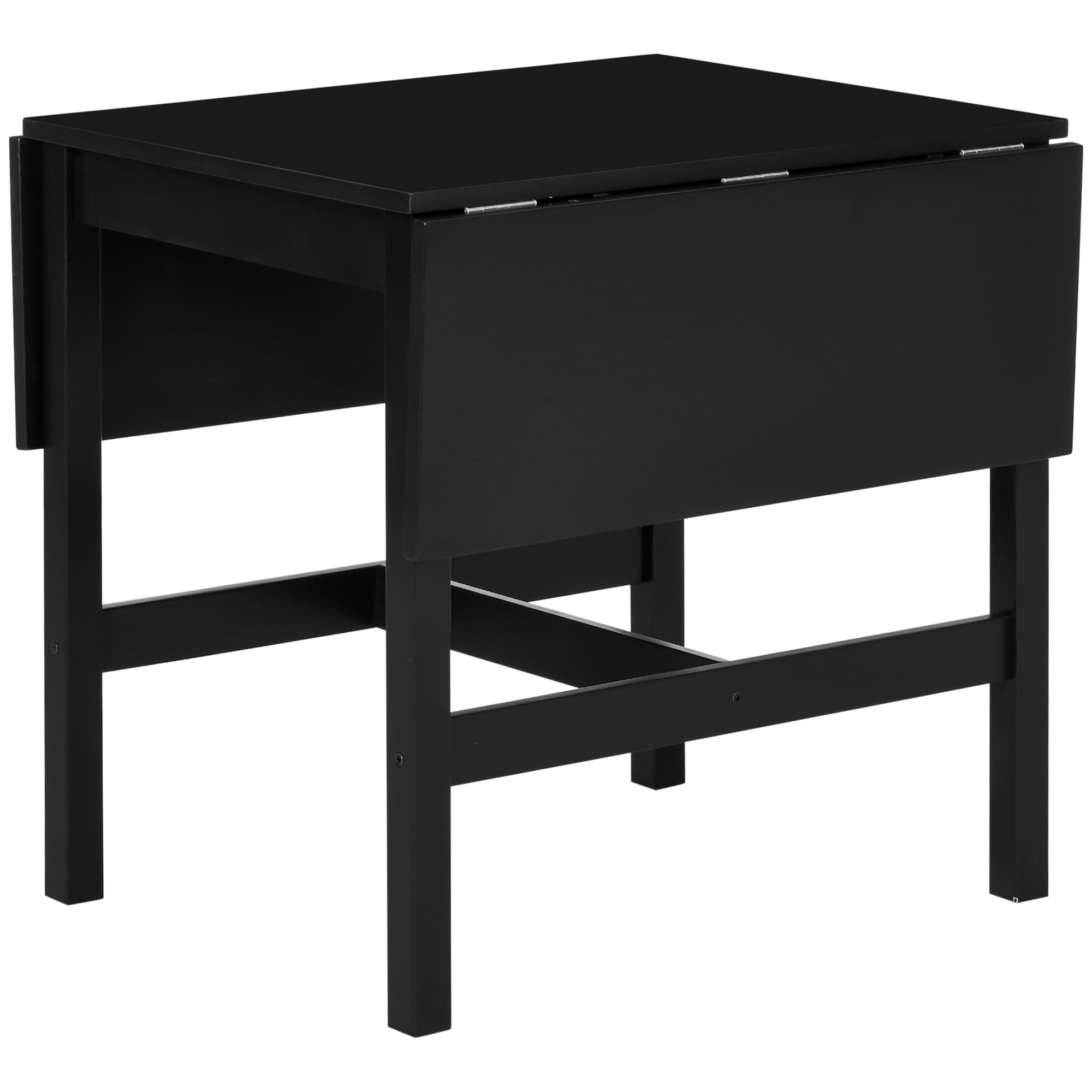 HOMCOM Solid Wood Kitchen Table, Drop Leaf Tables for Small Spaces, Folding Dining Table, Black