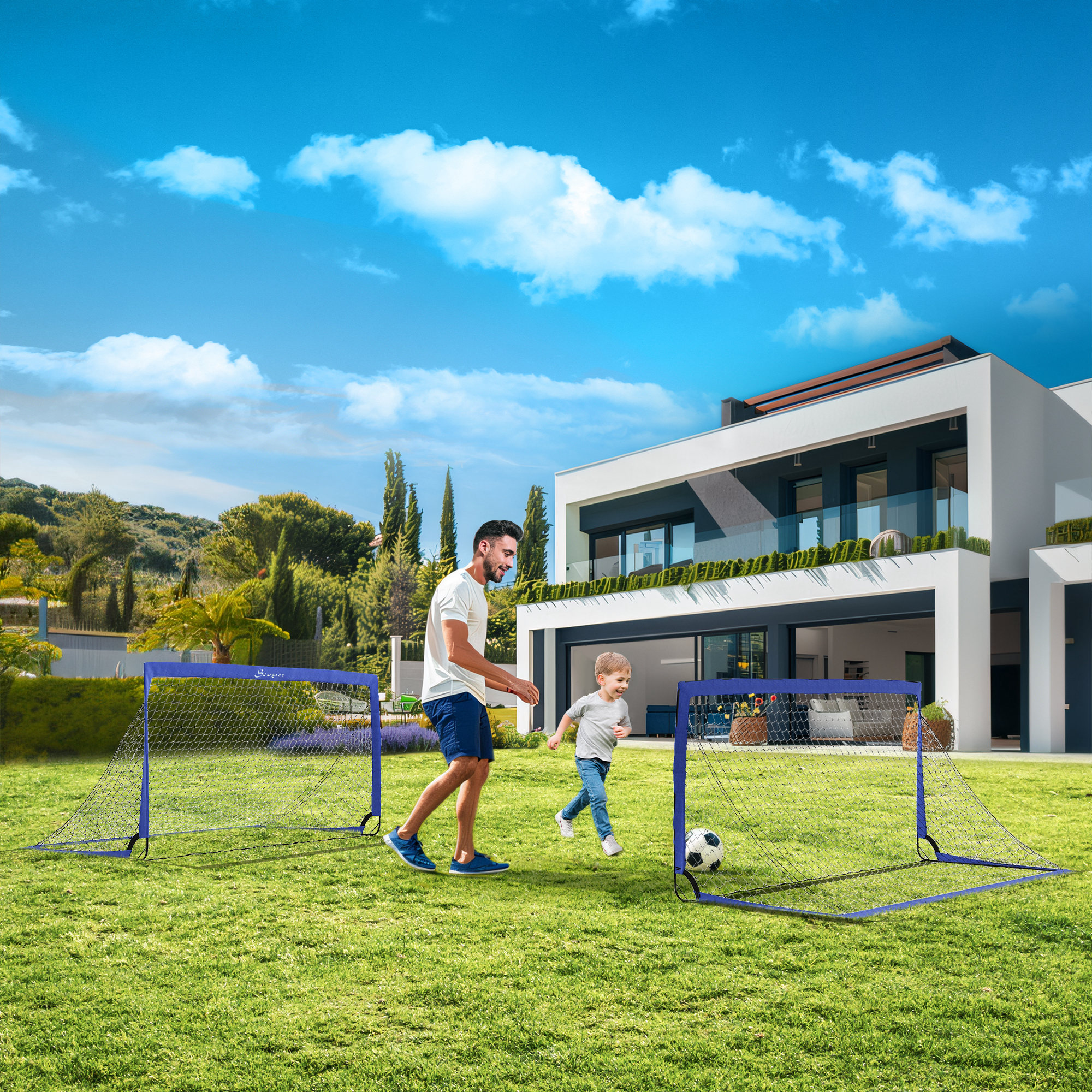 Soozier Set of 2 Soccer Nets for Backyard, Portable Soccer Goal for Practice with Carry Bag Aosom Canada