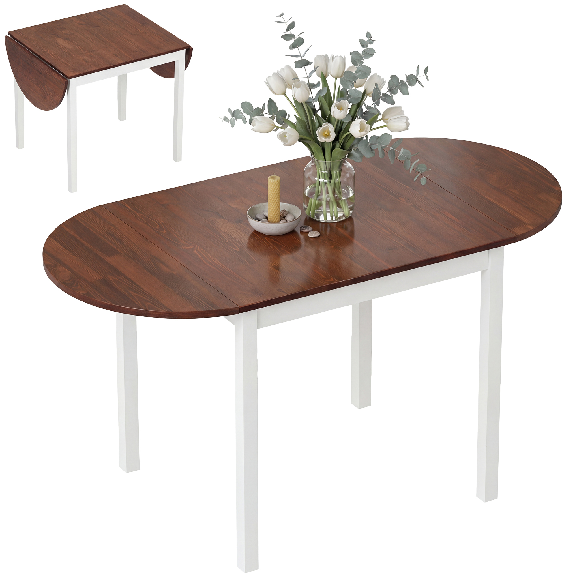 Photos - Dining Table HOMCOM Extendable Round  55" Wood Folding Kitchen Table Drop Leaf for Small Spaces Natural Finish | Aosom.com 83 