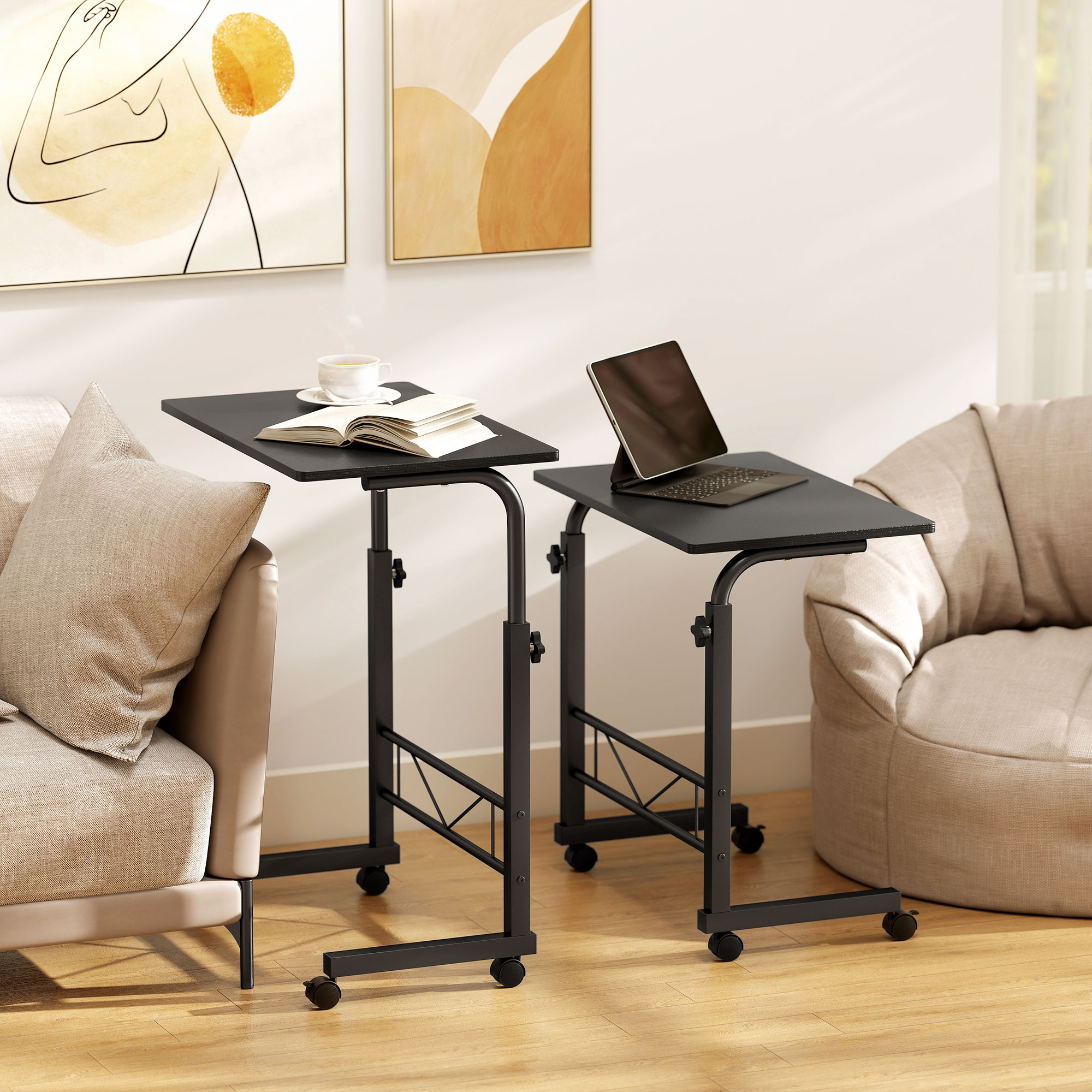 HOMCOM Mobile Standing Desk with Adjustable Height, 23.5 inch Stand Up Desk with Wheels, Black Aosom Canada
